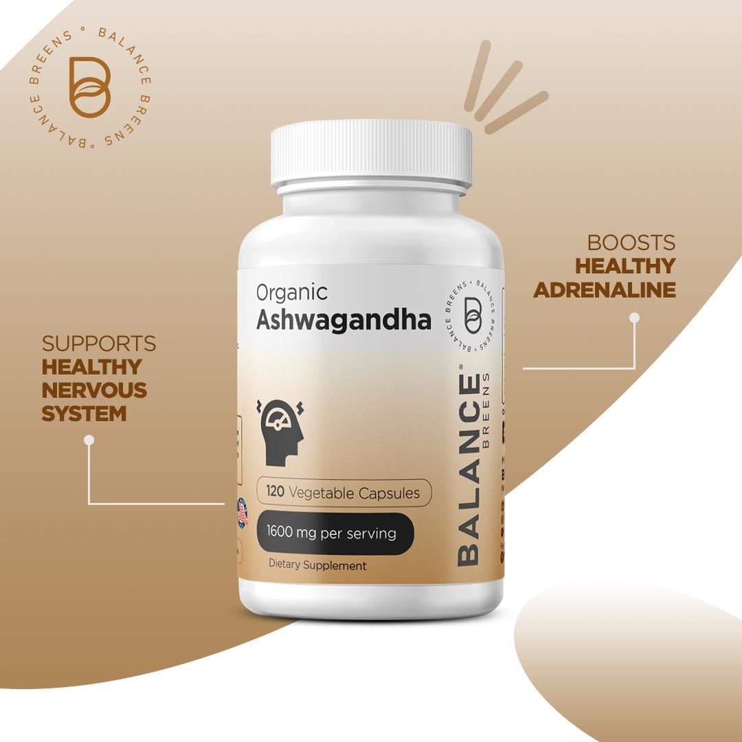 Alpha GPC Choline & Ashwagandha Supplement Combo for Balance - 600mg + 1600mg Organic Ashwagandha