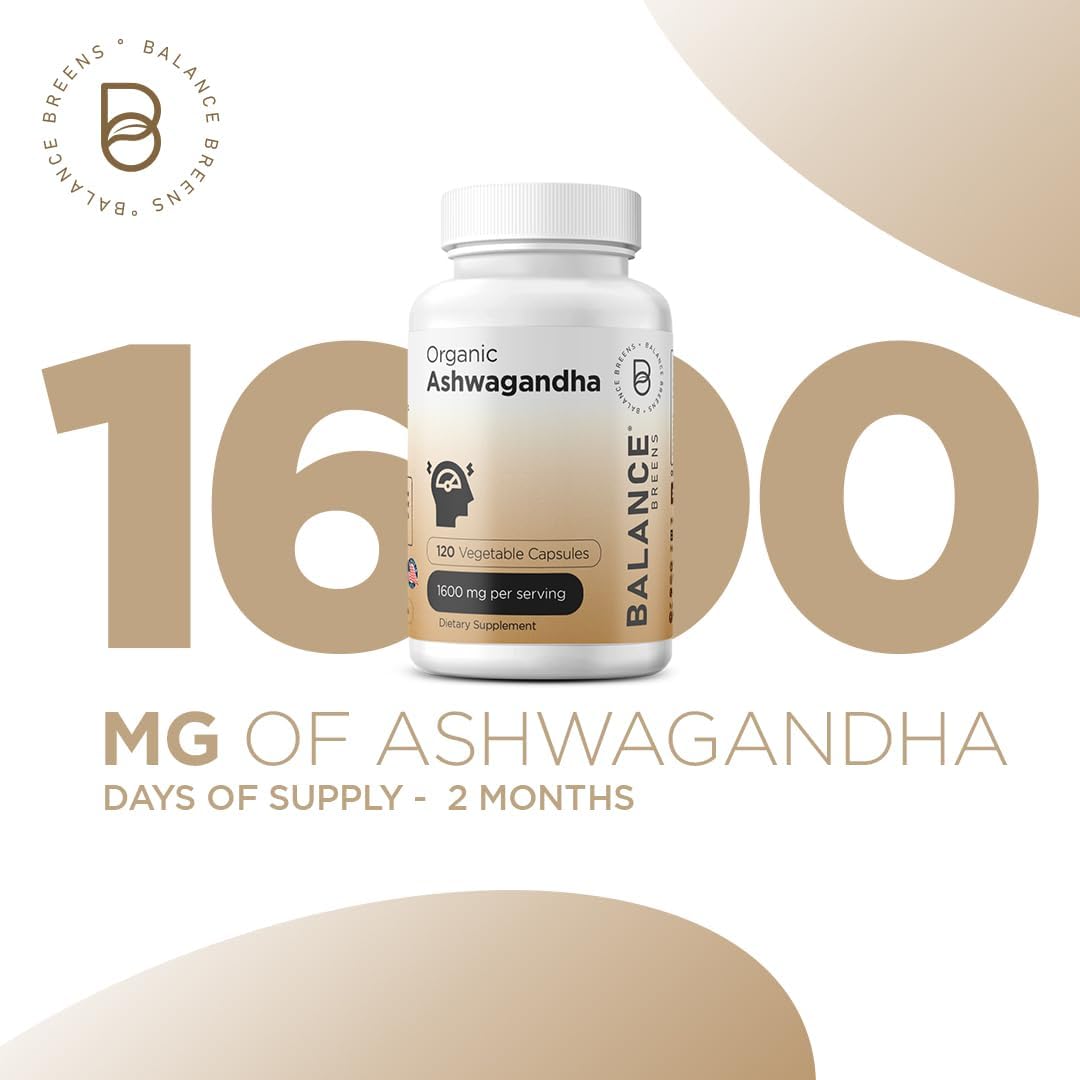 Alpha GPC Choline & Ashwagandha Supplement Combo for Balance - 600mg + 1600mg Organic Ashwagandha