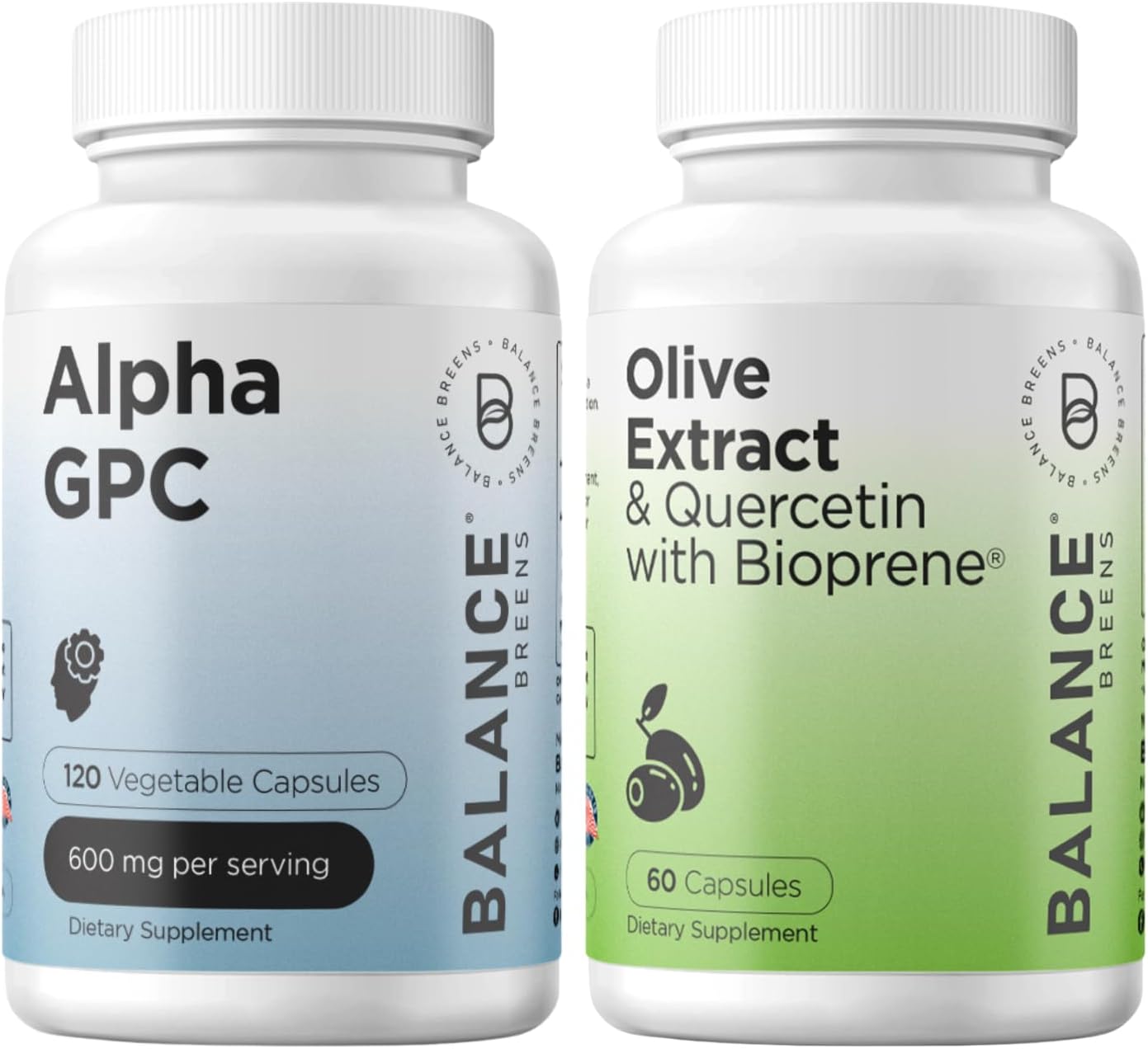 Alpha GPC Choline Supplement 600mg with Immunity-Boosting Olive Leaf Extract and Quercetin 400mg - Enhanced with Bioperine Black Pepper Extract