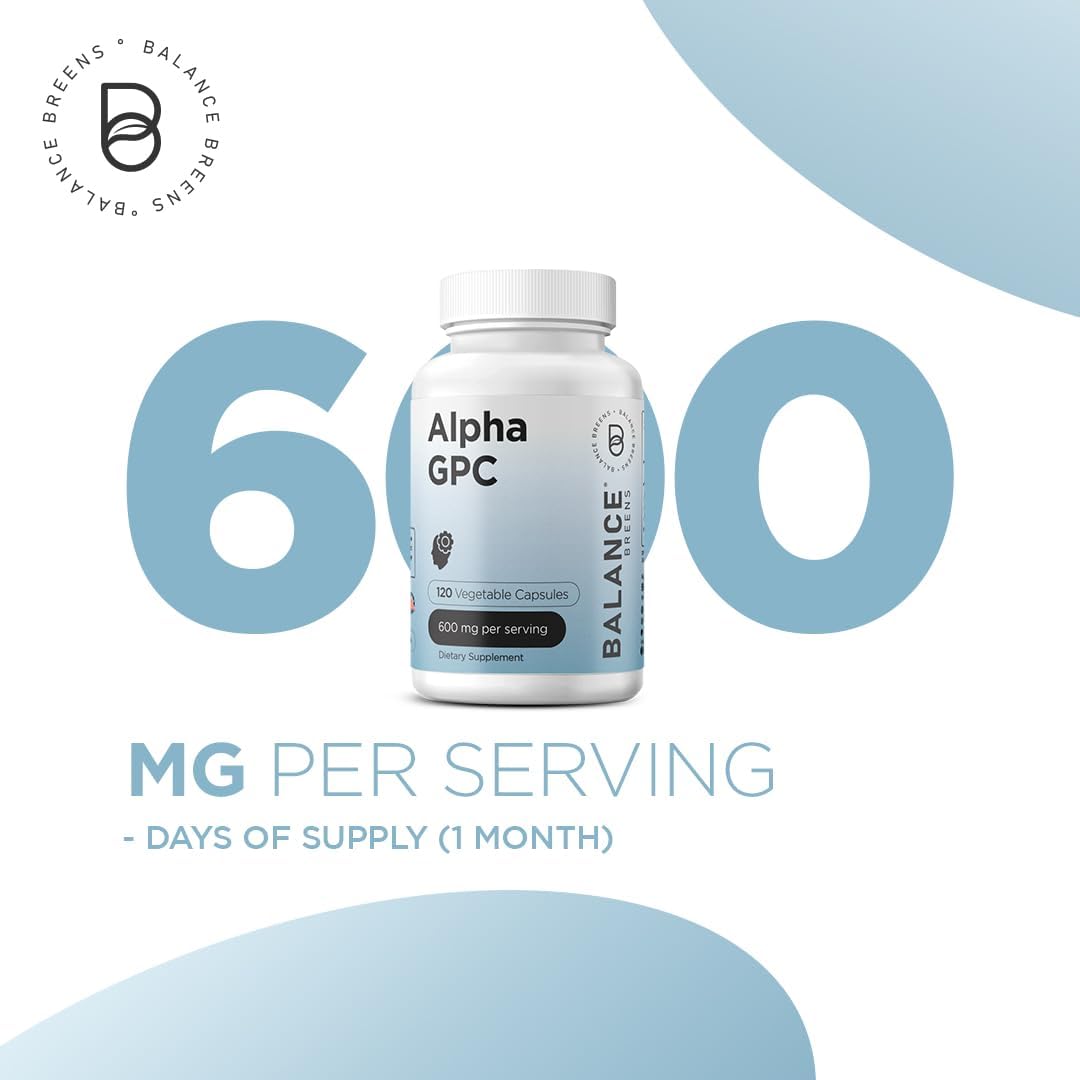 Alpha GPC Choline Supplement 600mg with Immunity-Boosting Olive Leaf Extract and Quercetin 400mg - Enhanced with Bioperine Black Pepper Extract