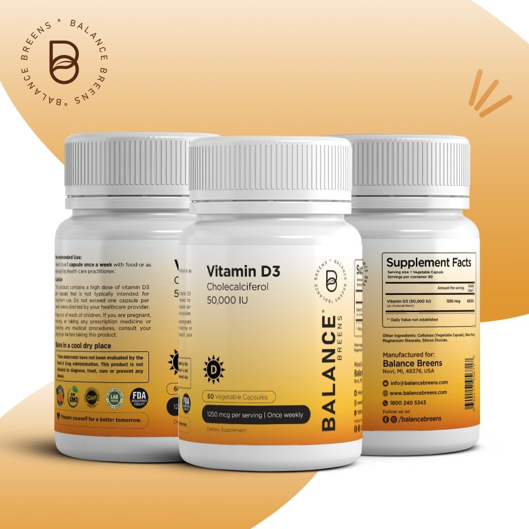 Alpha GPC Choline + Vitamin D3 50,000 IU Supplement Combo by Balancebreens