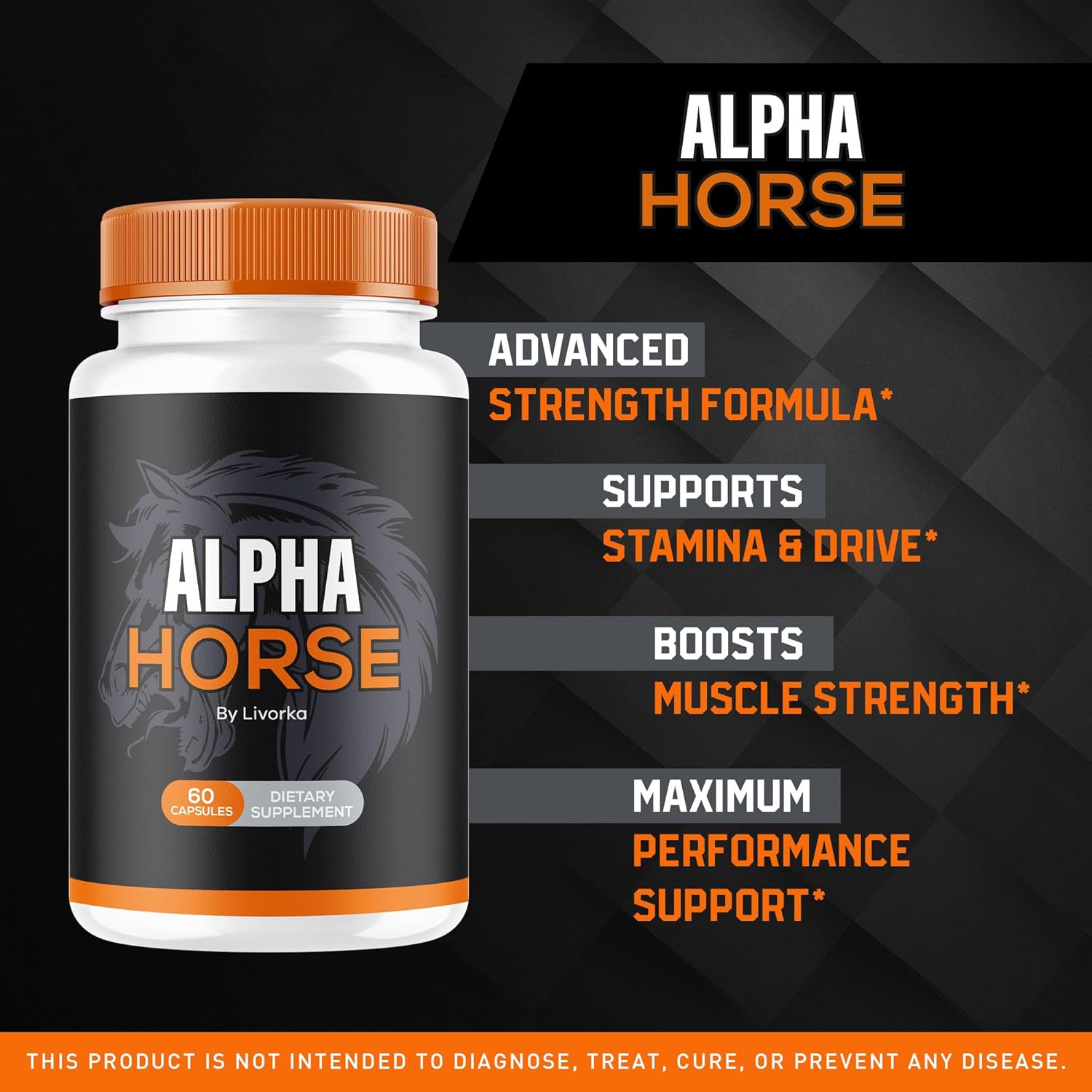 Alpha Horse All Natural Premium Formula Supplement Support - 60 Capsules
