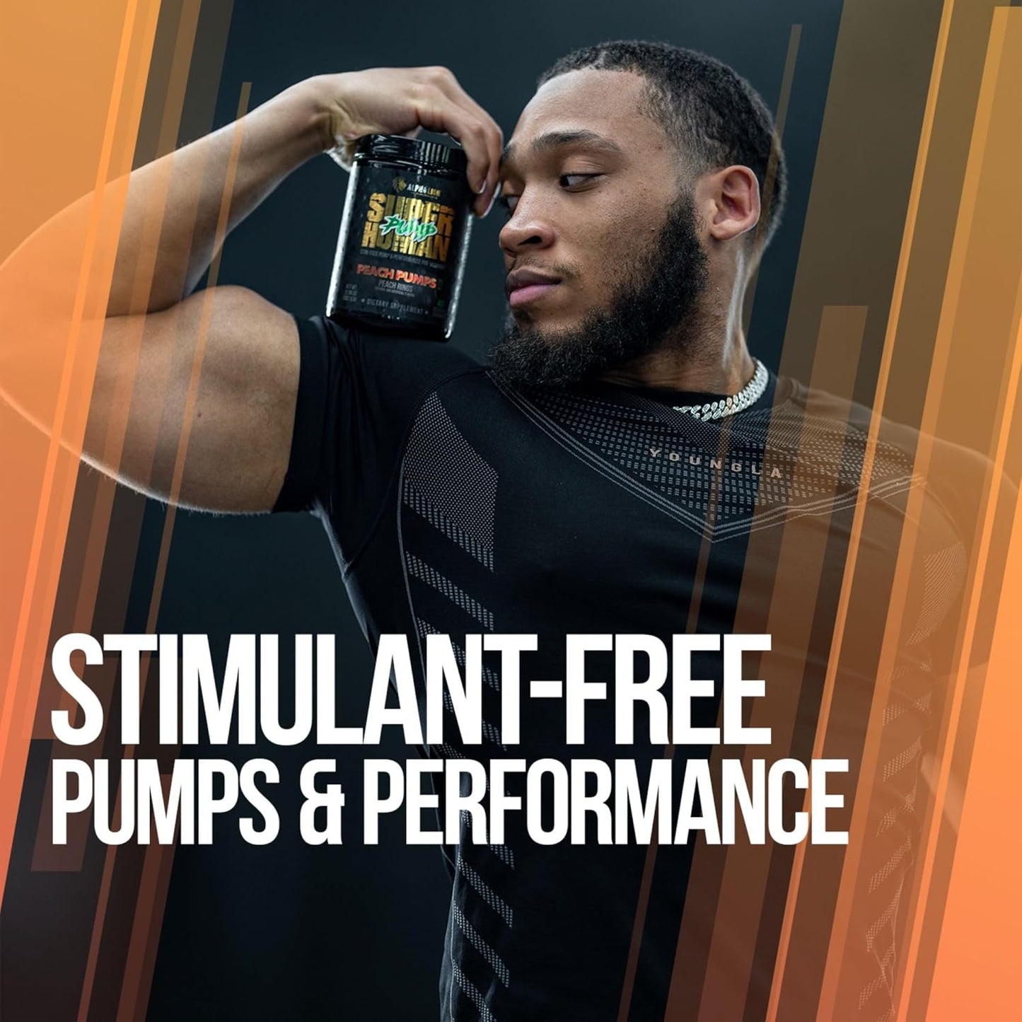 Alpha Lion Superhuman Pump Pre Workout Powder - Nootropic Caffeine & Stimulant-Free Supplement for Nitric Oxide Boost, Muscle Gain, Energy & Focus - Peach Pumps Flavor - 42 Servings
