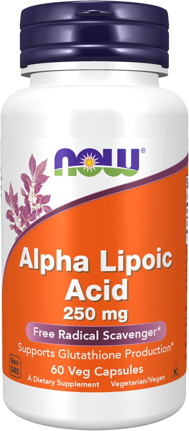 Alpha Lipoic Acid 250 mg Supplements for Glutathione Production and Free Radical Protection - 60 Veg Capsules by NOW Foods