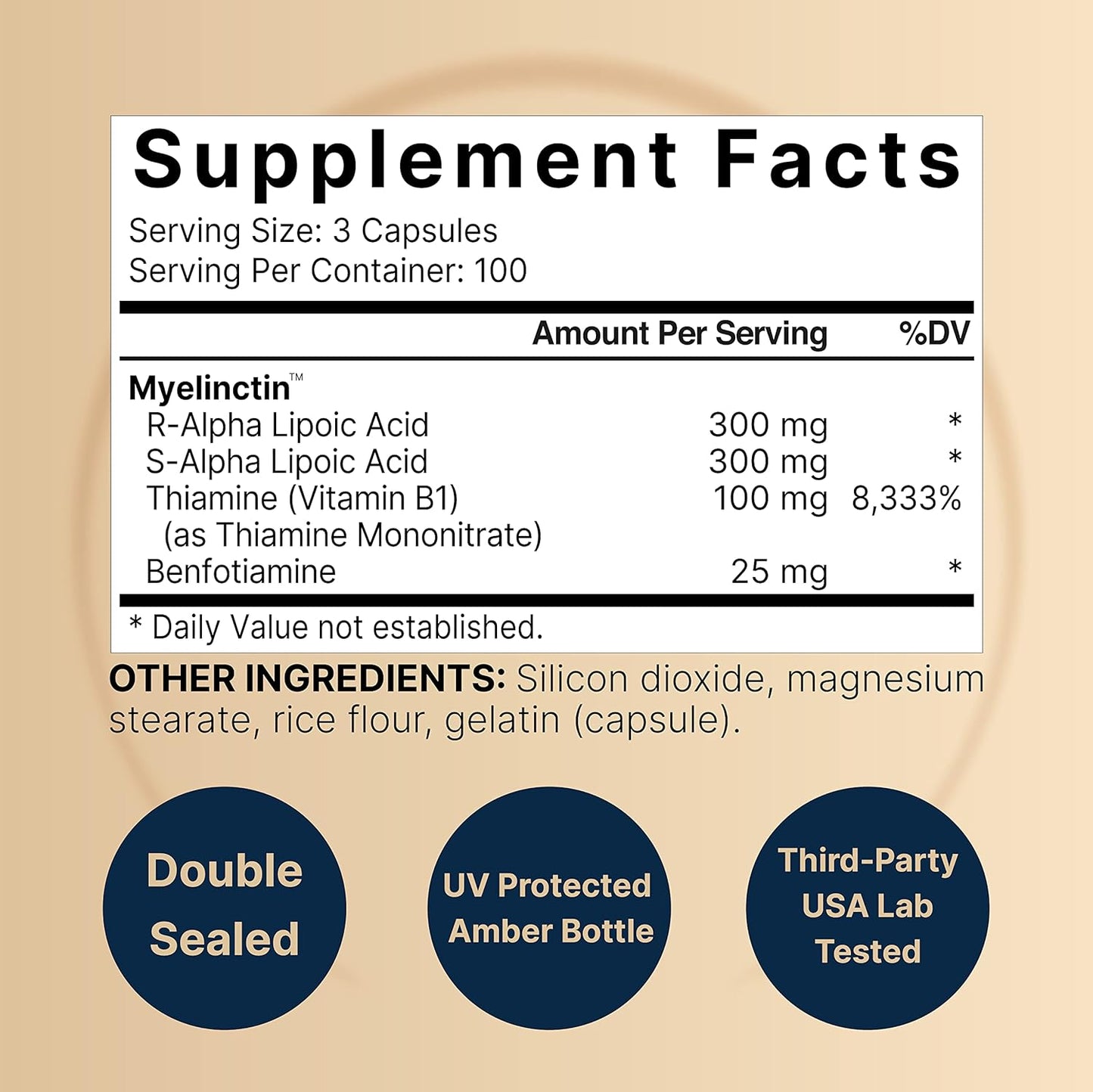 Alpha Lipoic Acid 600mg with B1 Complex 300 Capsules - R-ALA, S-ALA, Thiamine, Benfotiamine - High Potency & Bioavailability, Third Party Tested - Non-GMO & Gluten Free