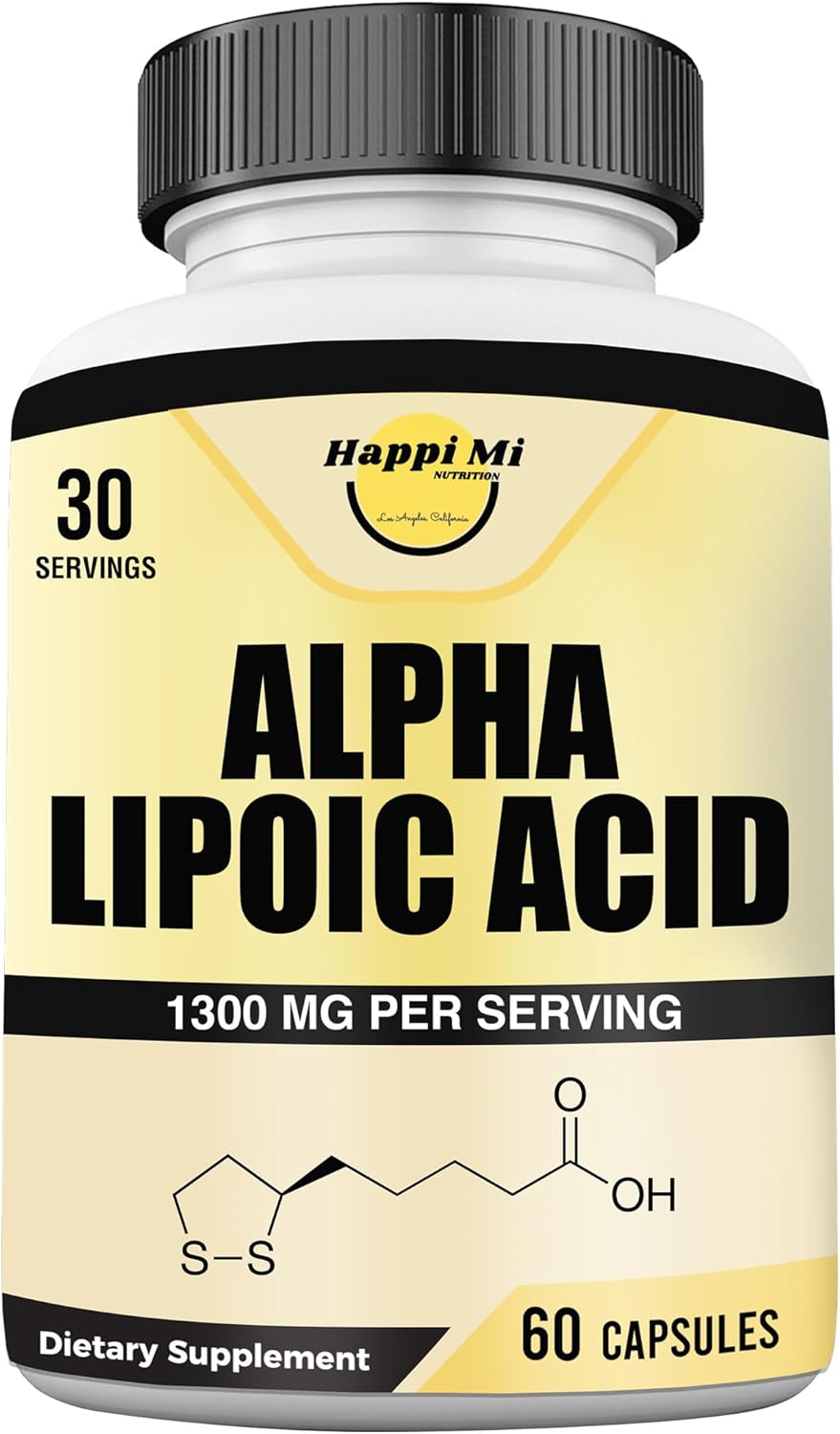 Alpha Lipoic Acid Capsules 1300mg - 30 Servings - Antioxidant Support for Overall Health by Happi Mi Nutrition
