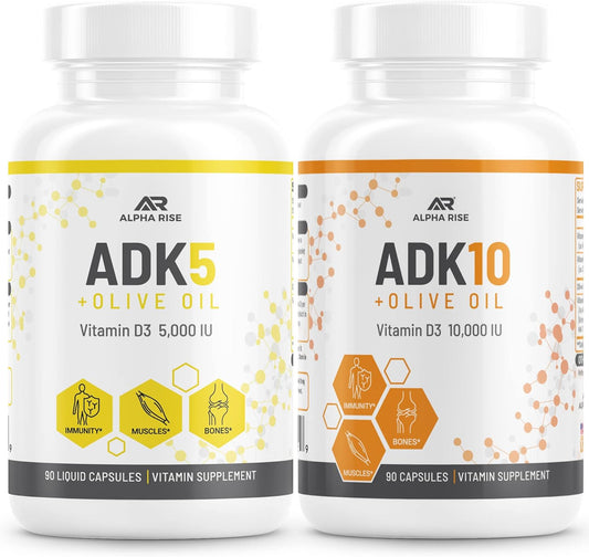 Alpha Rise ADK 5 and ADK 10 Vitamin Supplements for Enhanced Health and Immunity