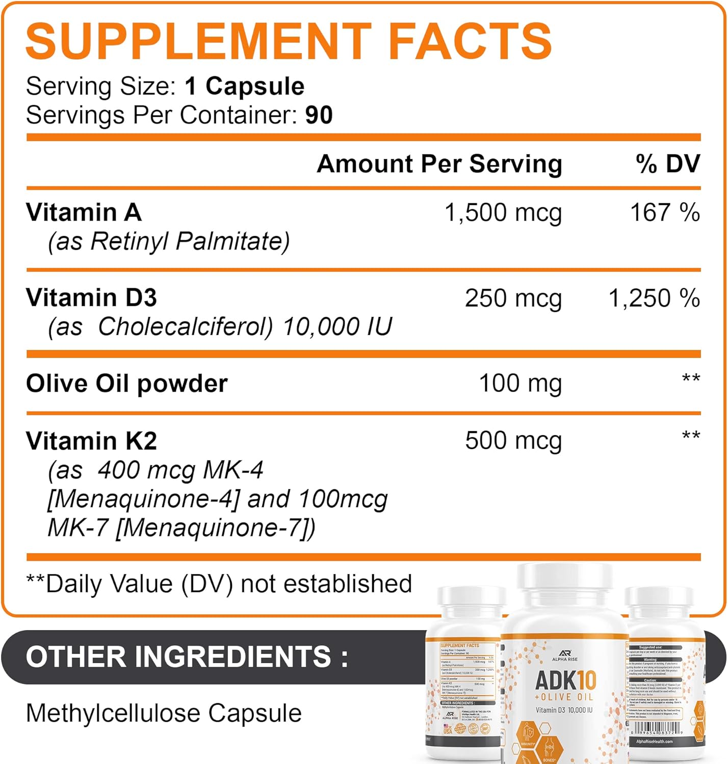Alpha Rise ADK 5 and ADK 10 Vitamin Supplements for Enhanced Health and Immunity