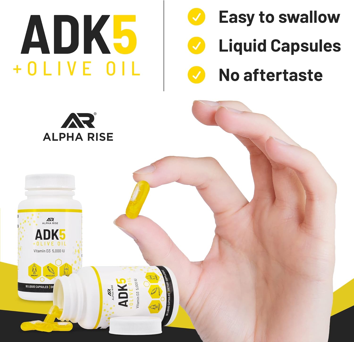 Alpha Rise ADK 5 Vitamin Supplement with Beta Sitosterol - Plant Sterol Blend for Natural Support