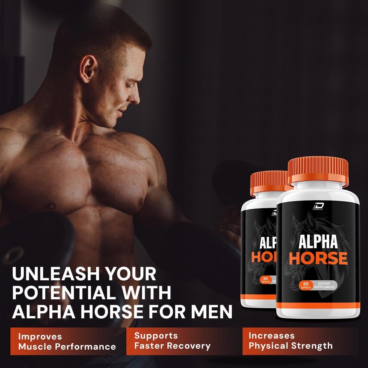 AlphaHorse Men's Vitamin Complex Capsules - 2 Pack (120 Capsules) - Official Dietary Supplement Formula for Natural Support