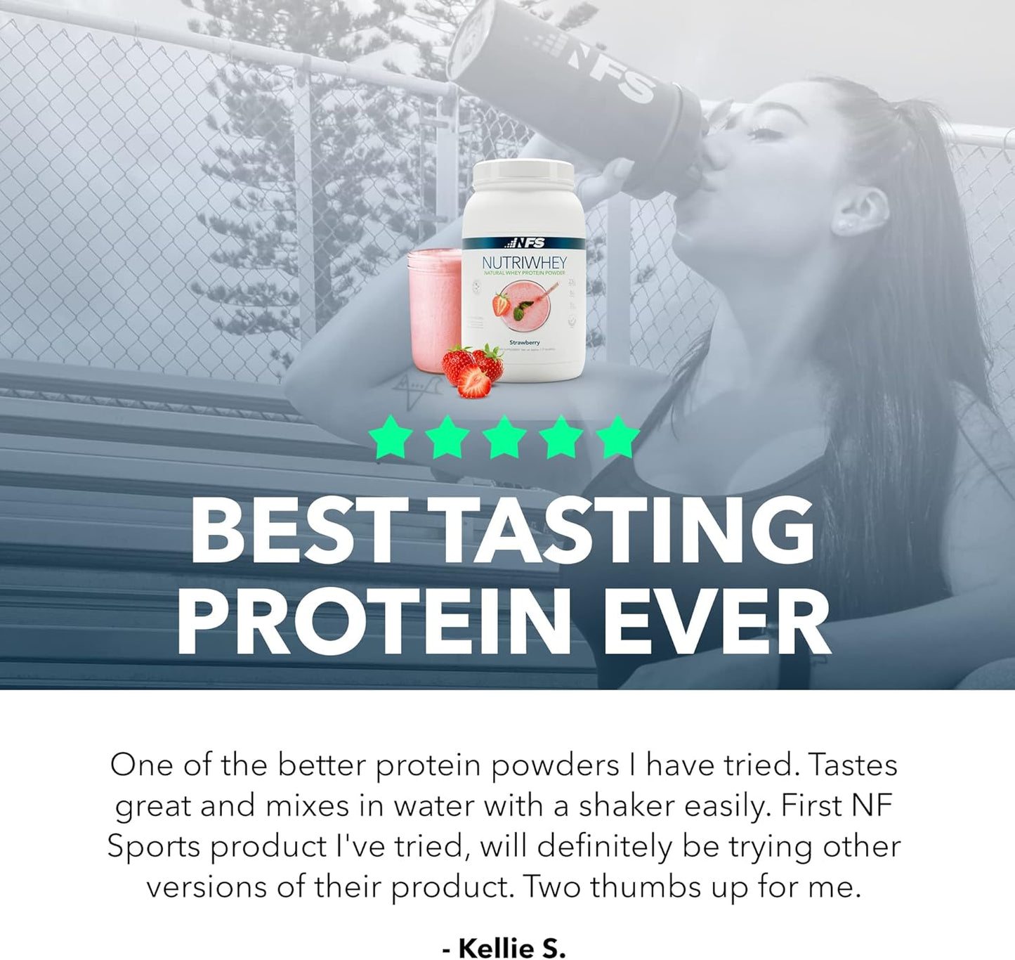 Alpine Strawberry NF Sports Nutri Whey Protein Powder - Post Workout Supplement with Amino Energy, BCAA, Immunity Support & Stress Relief - 828g, 23 Servings