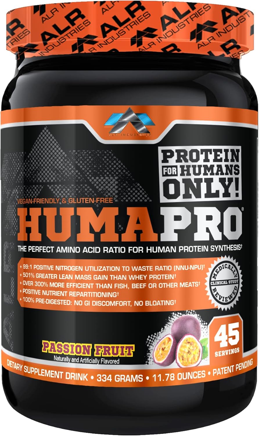 ALR Industries Humapro Amino Acids Protein Matrix | 99% Utilization for Lean Muscle | Vegan, Gluten Free | Passion Fruit Flavor | 334g