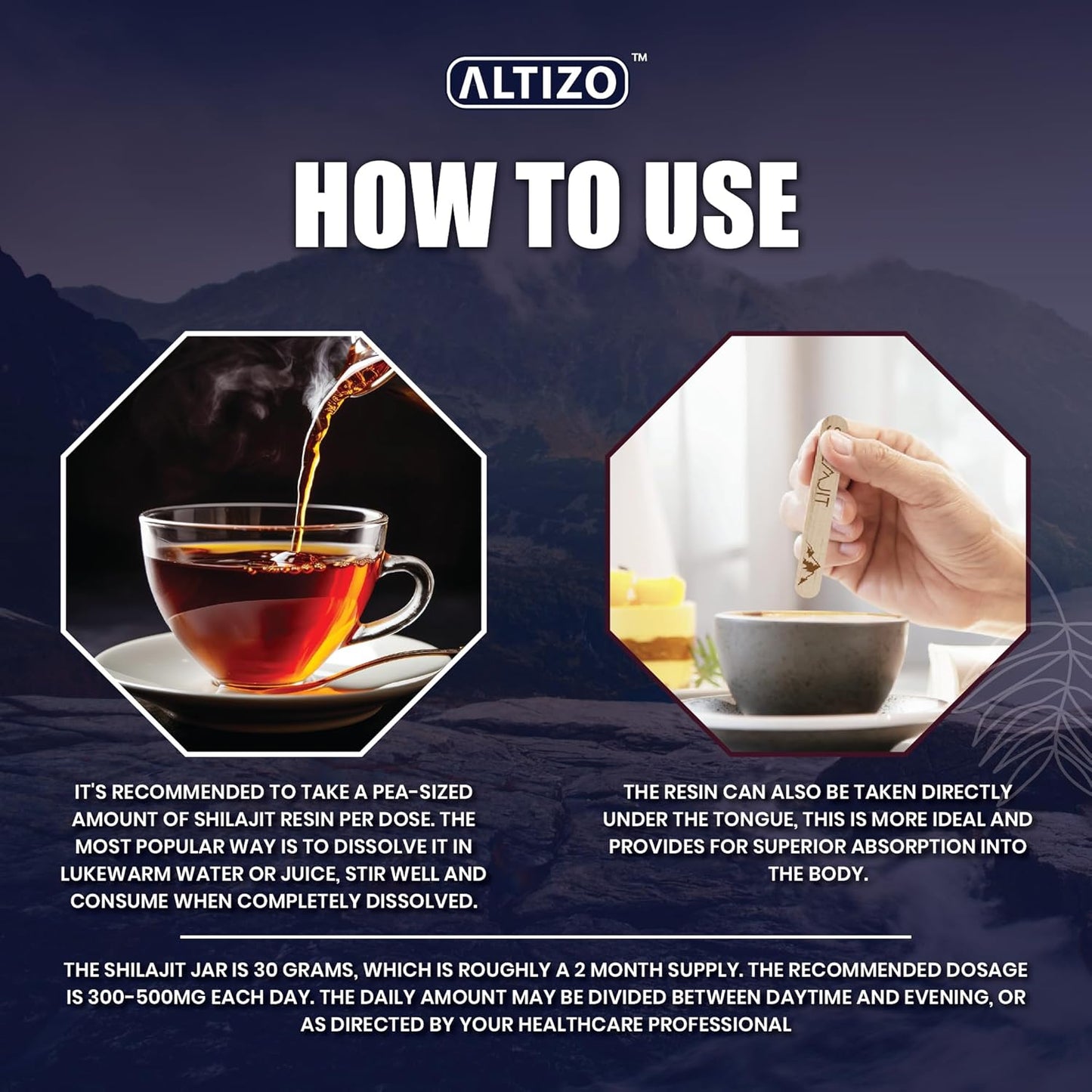Altizo Shilajit Pure Himalayan Organic Resin - Natural Shilajit Resin with High Potency Fulvic Acid & 85 Trace Minerals - Energy Booster & Immune Support Supplement - 500mg - Lab Tested & Includes Spoon