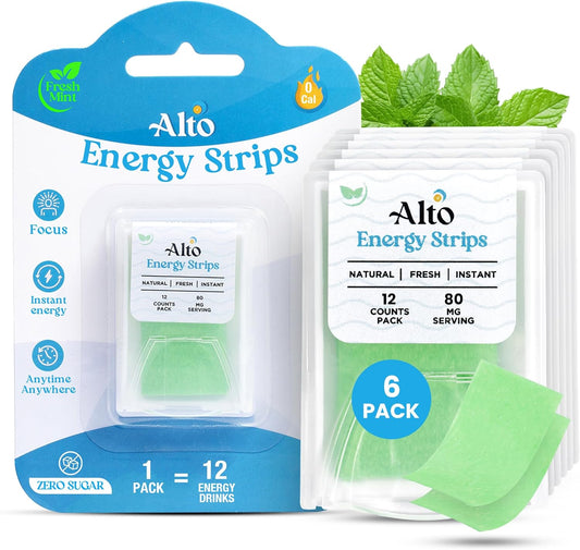Alto Energy Strips: 80mg Natural Caffeine, 10X Faster Absorption, Minty Flavor - 6 Pack
