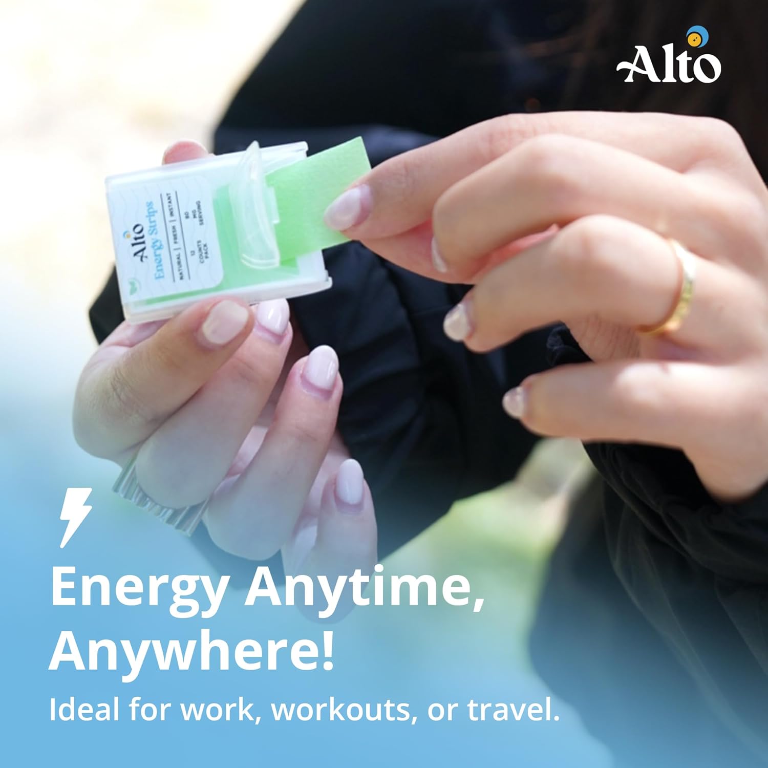 Alto Energy Strips: 80mg Natural Caffeine, 10X Faster Absorption, Minty Flavor - 6 Pack