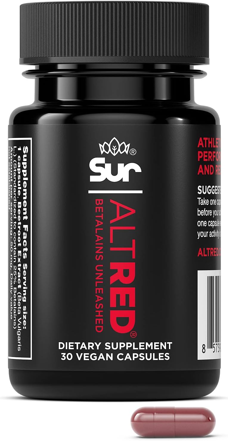 AltRed Sur Beet Root Capsules - 25% Betalain Extract Pre Workout Supplement for Endurance Athletes - NSF Certified