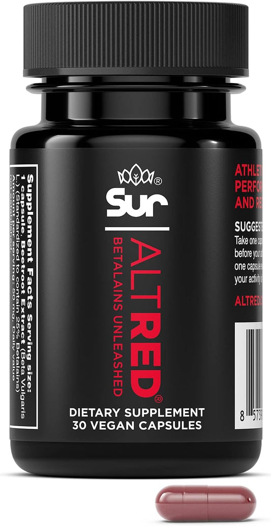 AltRed Sur Beet Root Capsules - 25% Betalain Extract Pre Workout Supplement for Endurance Athletes - NSF Certified