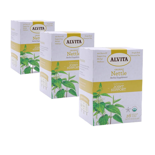 ALVITA Organic Nettle Tea - Herbal Stinging Nettle Leaf Tea for Cleansing, Detox, and Joint Health Support - 48 Tea Bags (3 Pack)