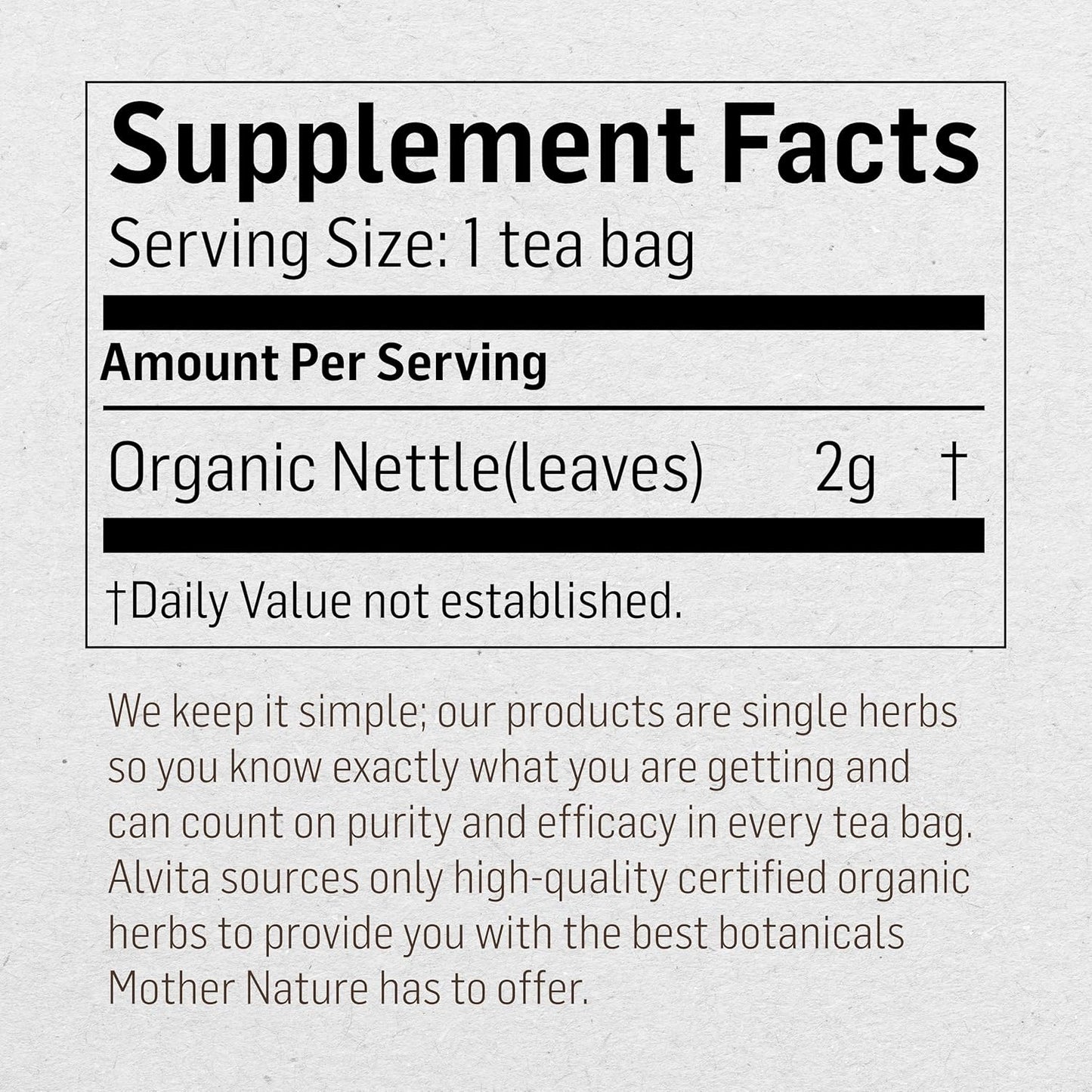 ALVITA Organic Nettle Tea - Herbal Stinging Nettle Leaf Tea for Cleansing, Detox, and Joint Health Support - 48 Tea Bags (3 Pack)