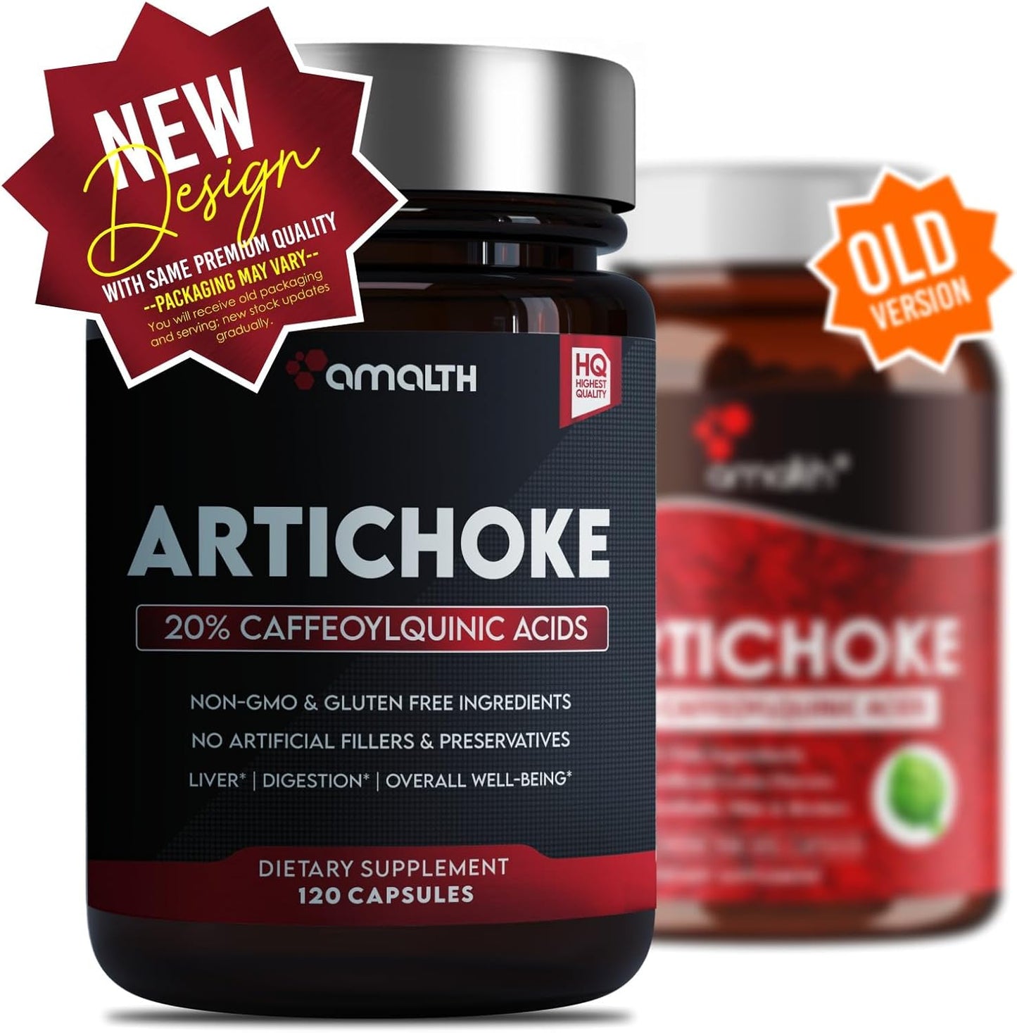 AMALTH Artichoke Leaf Extract Capsules - 90 Count, 20% Caffeoylquinic Acid, Liver & Digestion Support