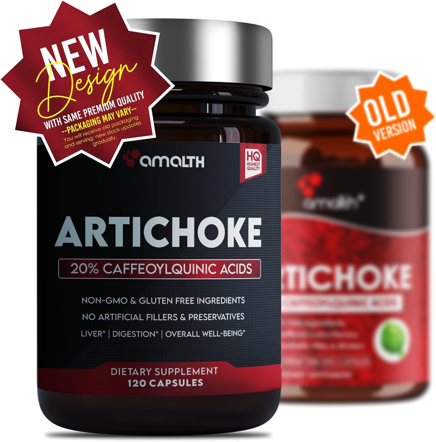 AMALTH Artichoke Leaf Extract Capsules - 90 Count, 20% Caffeoylquinic Acid, Liver & Digestion Support