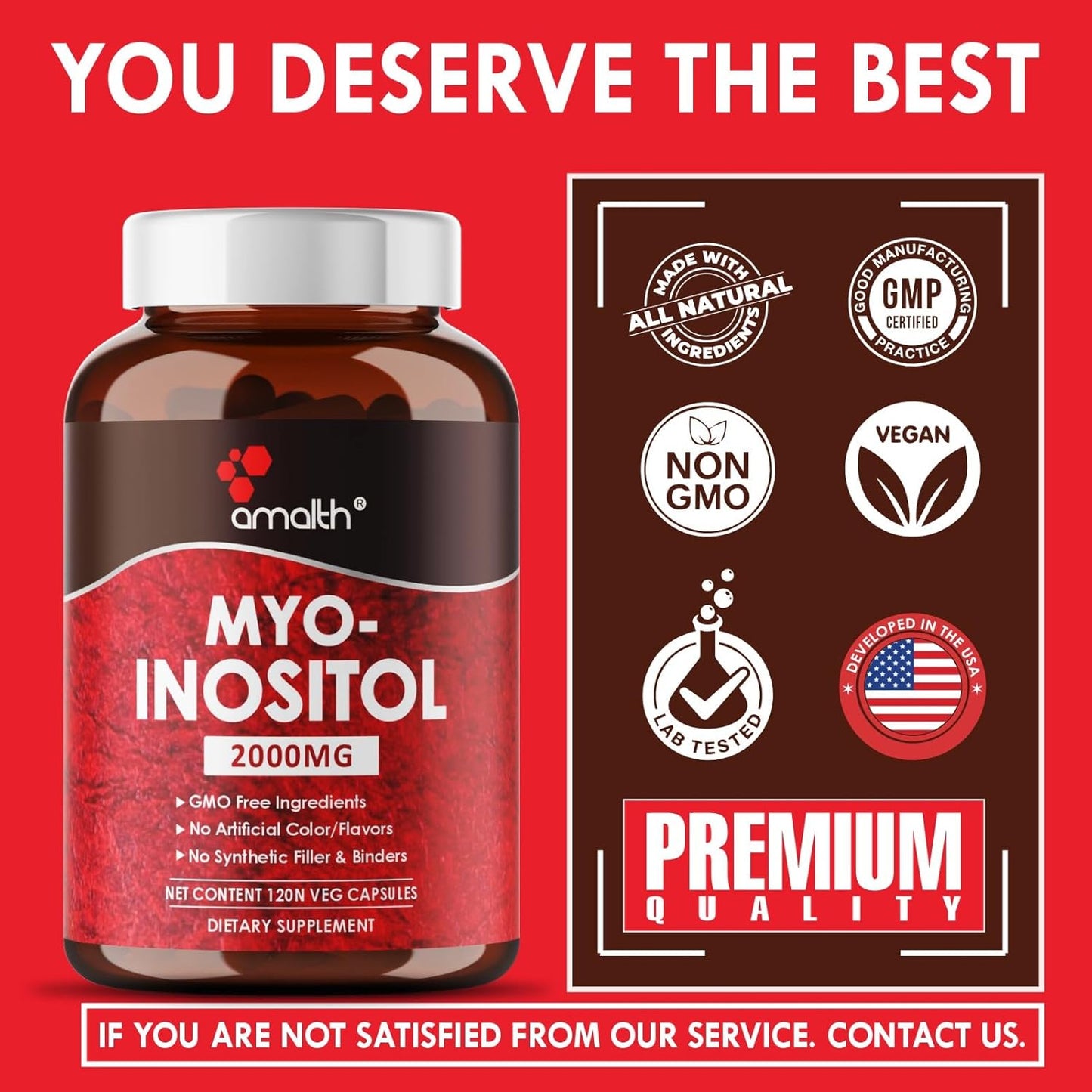 AMALTH Myo-Inositol Capsules for Hormone Balance & Ovarian Health - 120 Capsules