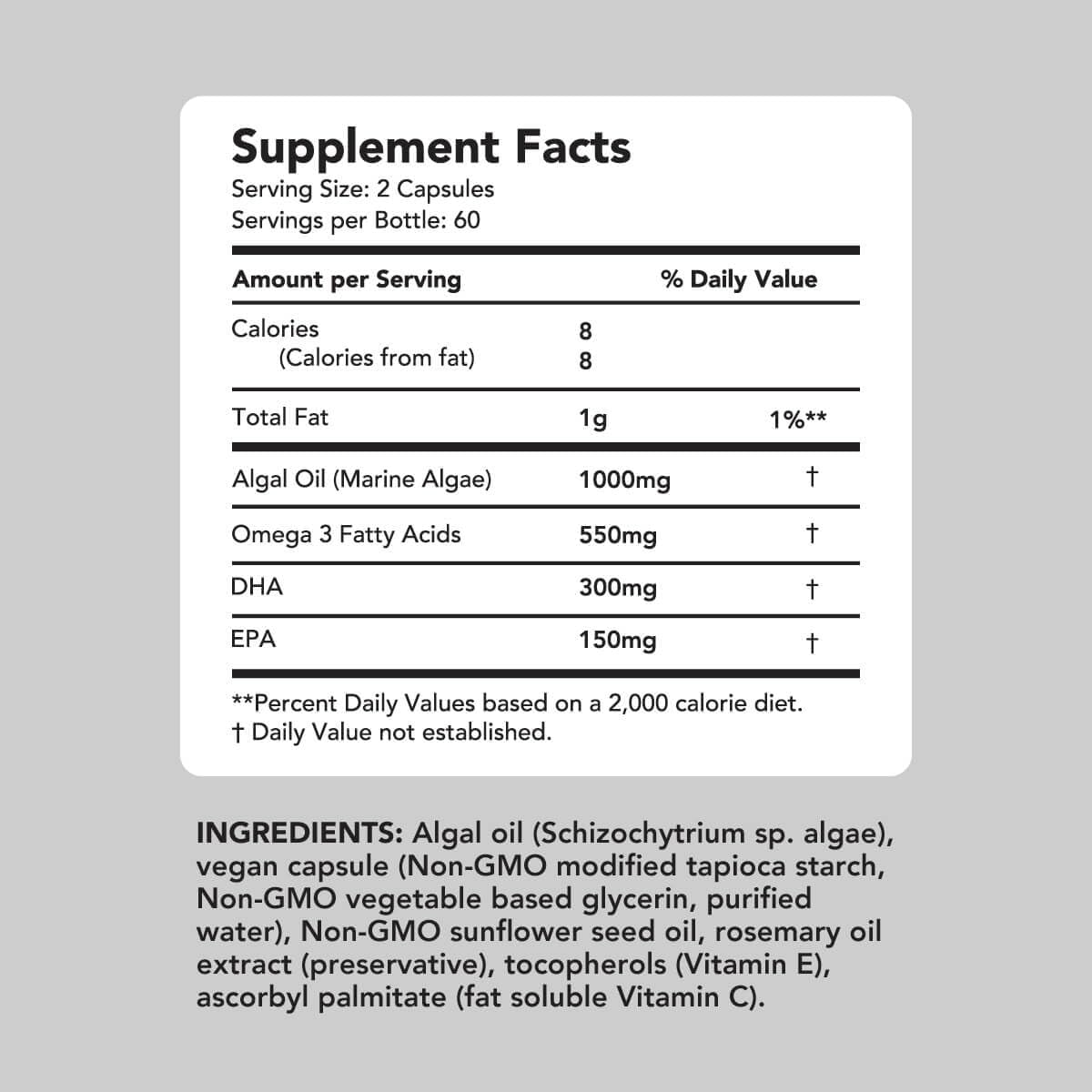 AMANDEAN Plant-Based Omega-3 and Vitamin D3 + K2 Combo with All-Trans MK-7 - Carrageenan Free Veggie Softgels