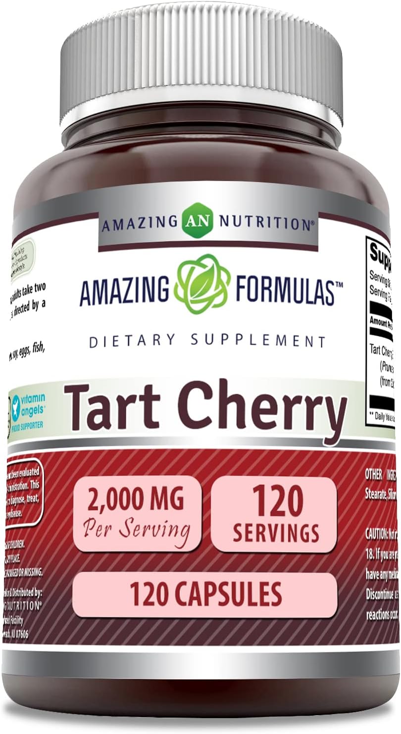 Amazing Nutrition Amazing Formulas Tart Cherry Supplement | 2000mg Capsules | Non-GMO & Gluten Free | Made in USA | 1 Pack, 120 Count