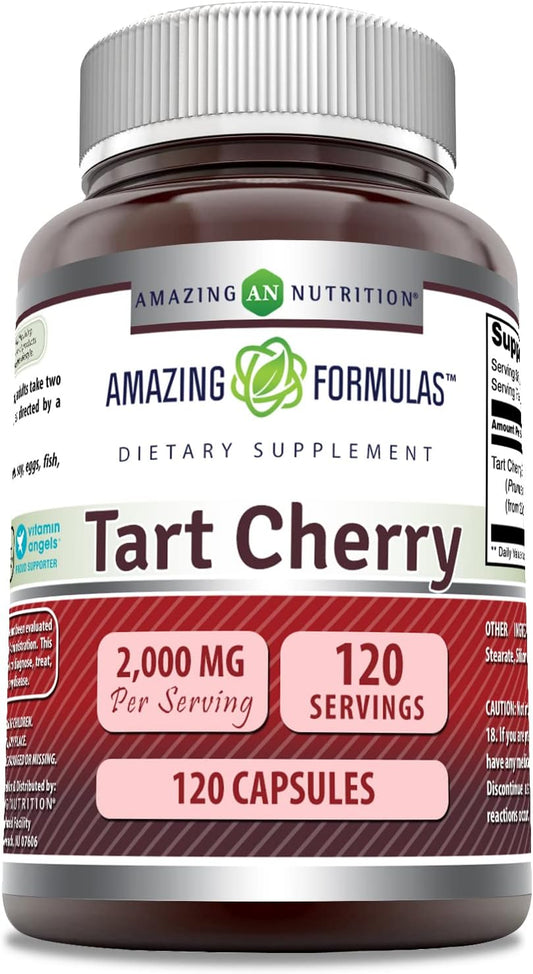 Amazing Nutrition Amazing Formulas Tart Cherry Supplement | 2000mg Capsules | Non-GMO & Gluten Free | Made in USA | 1 Pack, 120 Count