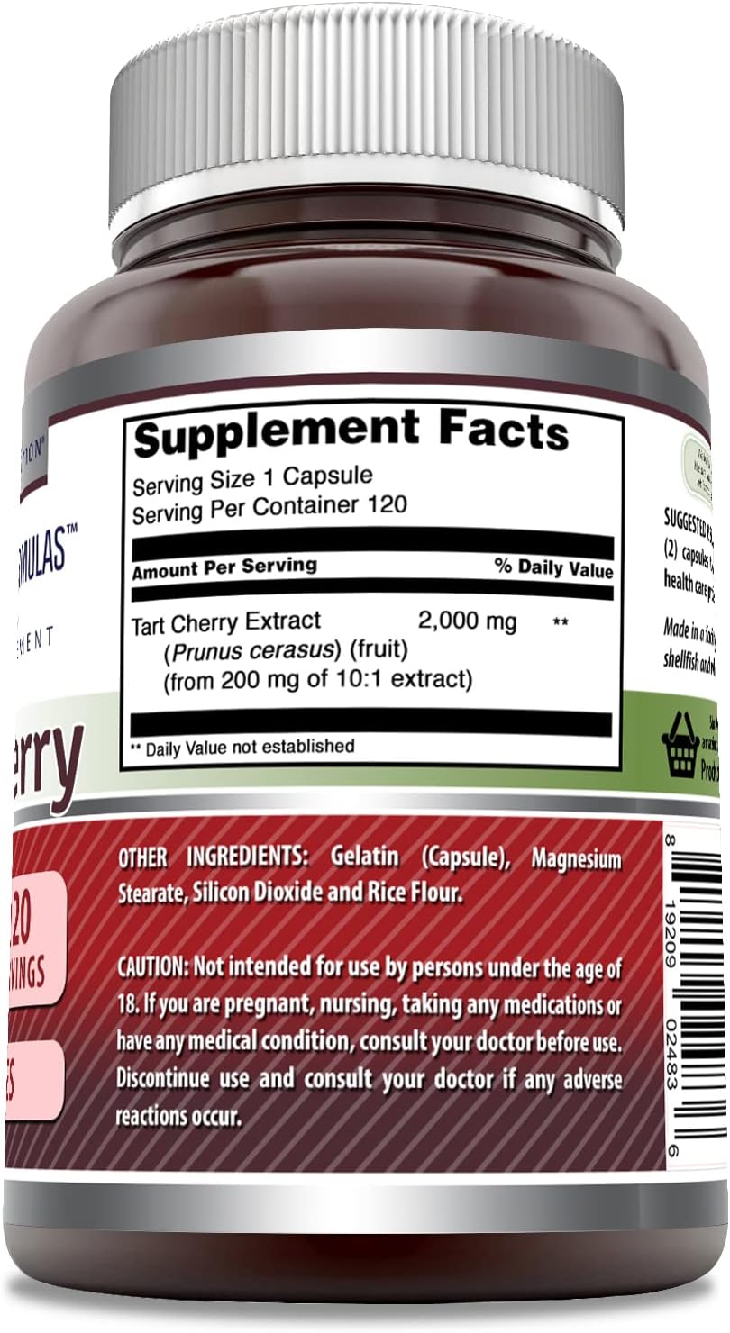Amazing Nutrition Amazing Formulas Tart Cherry Supplement | 2000mg Capsules | Non-GMO & Gluten Free | Made in USA | 1 Pack, 120 Count