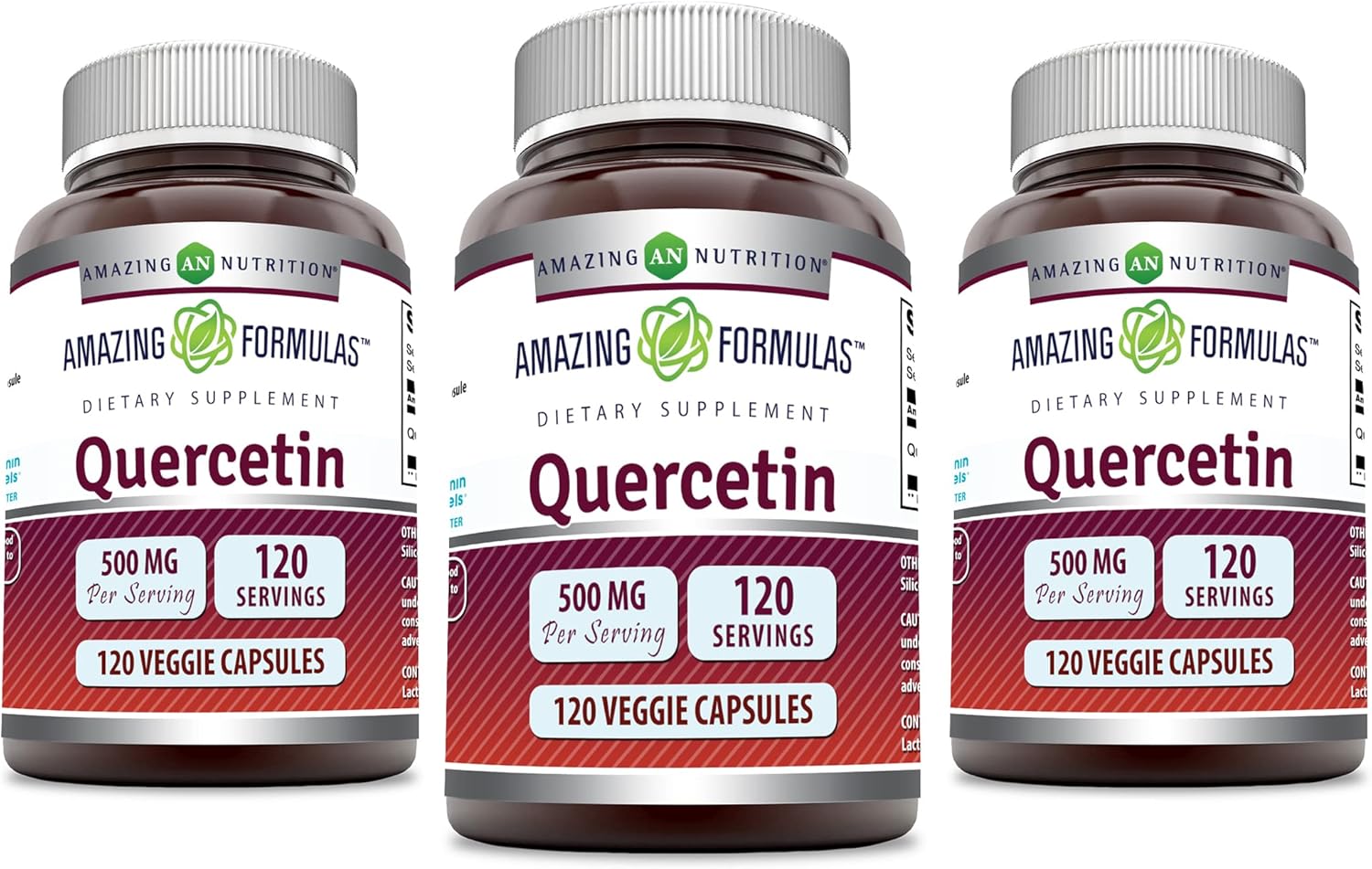 Amazing Nutrition Quercetin 500mg Veggie Capsules Supplement - Non-GMO, Gluten Free - Promotes Overall Health & Wellness (360 Capsules)