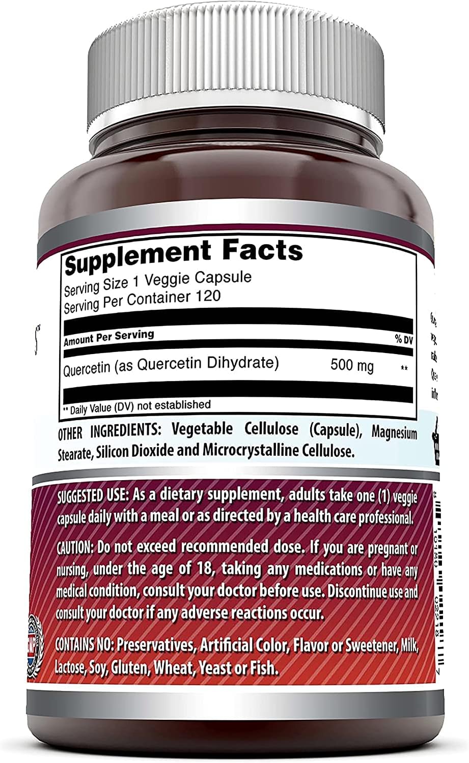Amazing Nutrition Quercetin 500mg Veggie Capsules Supplement - Non-GMO, Gluten Free - Promotes Overall Health & Wellness (360 Capsules)