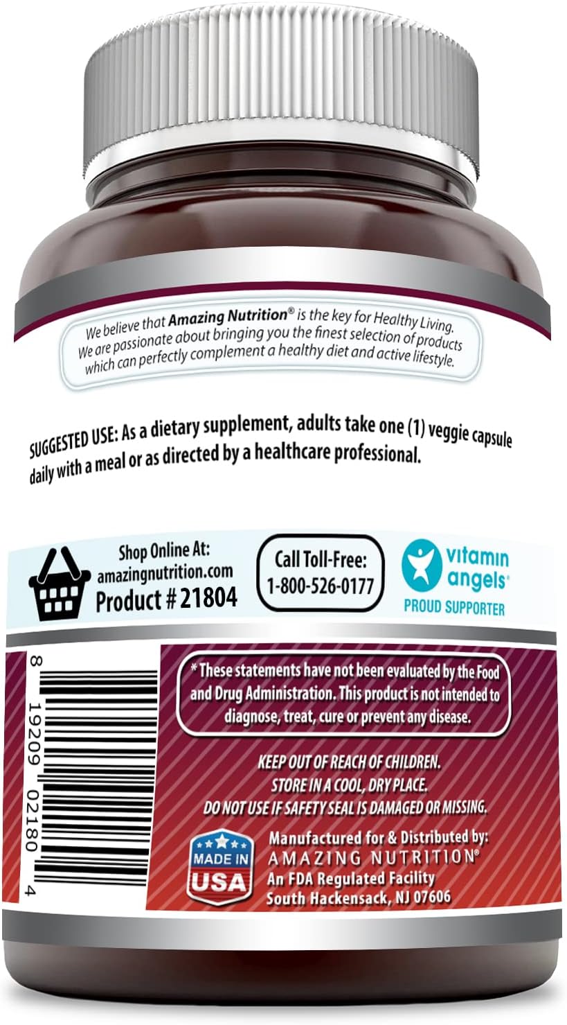 Amazing Nutrition Quercetin 500mg Veggie Capsules - Non-GMO, Gluten Free, 240 Count - Supports Overall Health & Well Being