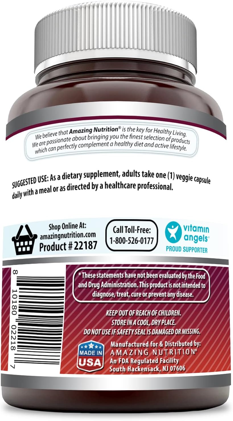 Amazing Nutrition Quercetin 500mg Veggie Capsules Supplement - Non-GMO, Gluten Free - Promotes Overall Health & Wellness (360 Capsules)