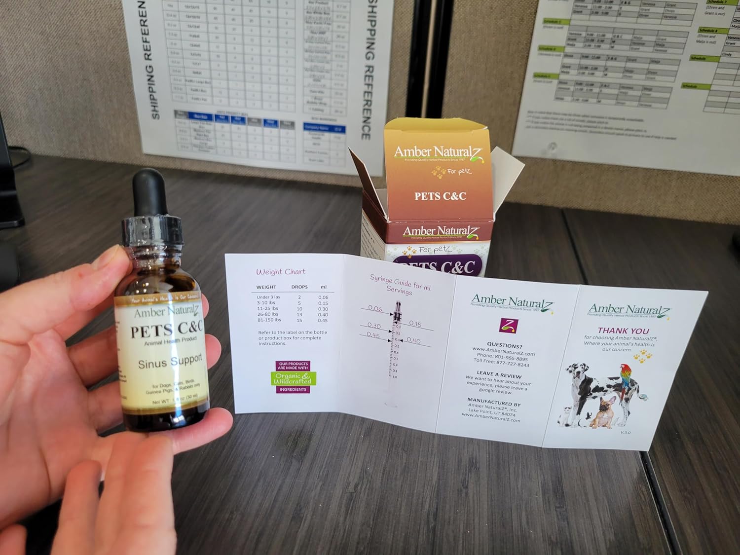 Amber NaturalZ Pet Herbal Supplement for Healthy Sinus - 1oz Glass Bottle - Made in USA - Dogs, Cats, Birds, Guinea Pigs, Rabbits