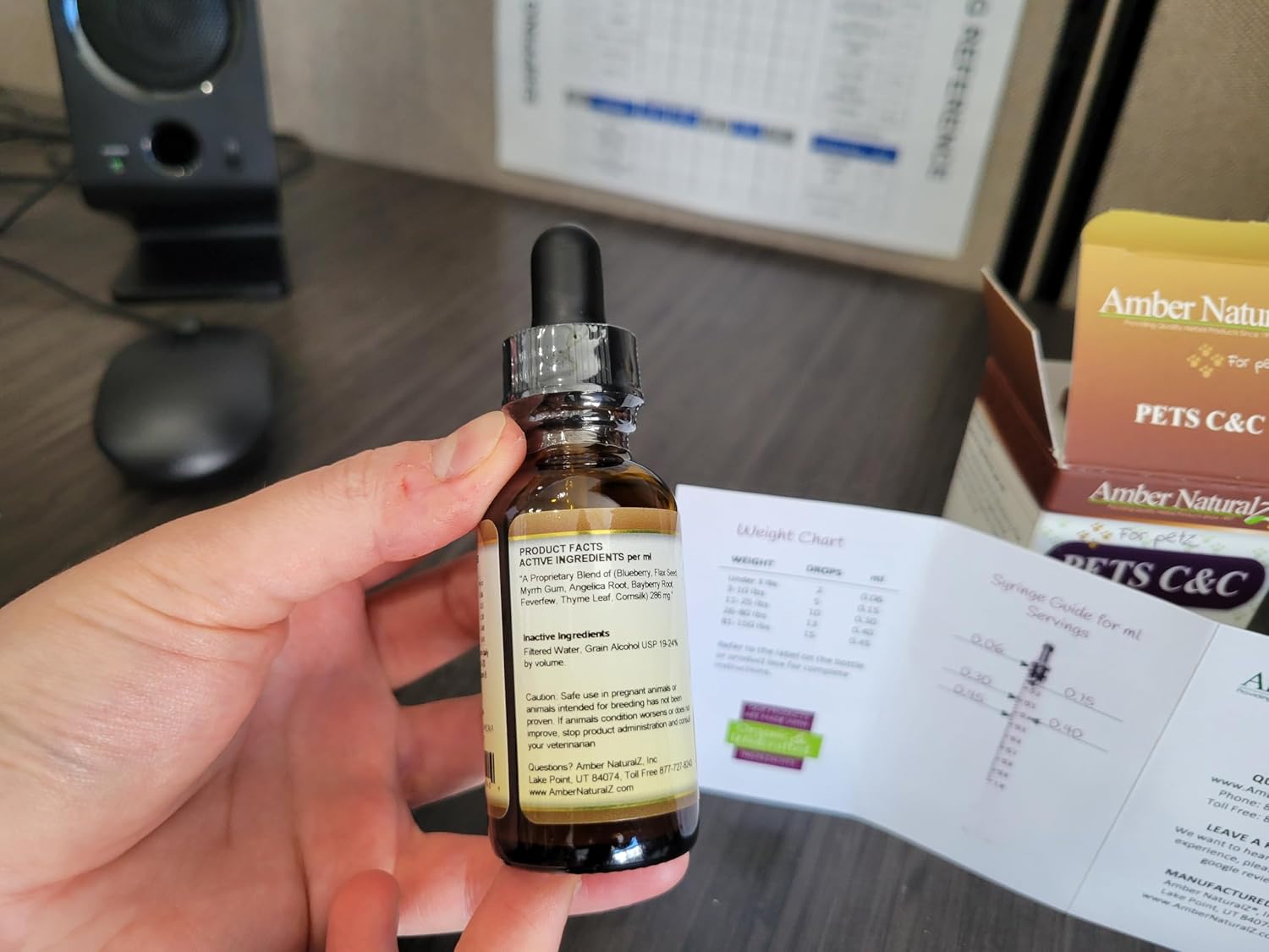 Amber NaturalZ Pet Herbal Supplement for Healthy Sinus - 1oz Glass Bottle - Made in USA - Dogs, Cats, Birds, Guinea Pigs, Rabbits