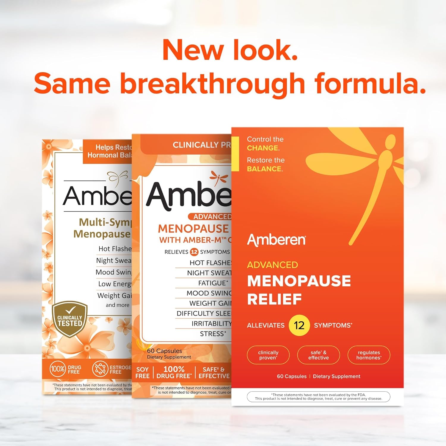 Amberen Menopause Relief: Clinically Proven Safe Solution for 12 Symptoms. 1 Month Supply for Hot Flashes, Night Sweats, Mood Swings, Low Energy, and More