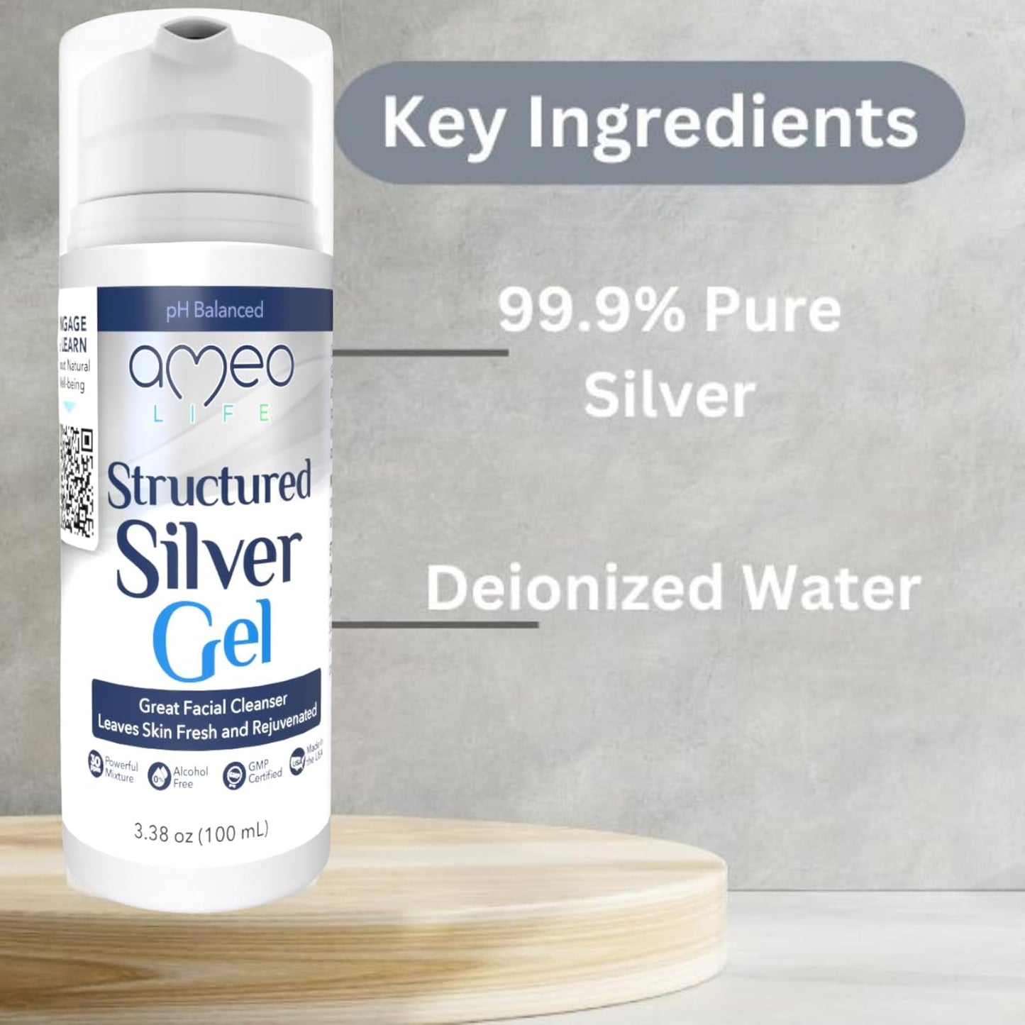 Ameo Life 35 ppm Colloidal Silver Gel - pH Balanced, Extra Strength Silver Gel for Skin Care, Cuts, Scrapes & Burns - 100ml