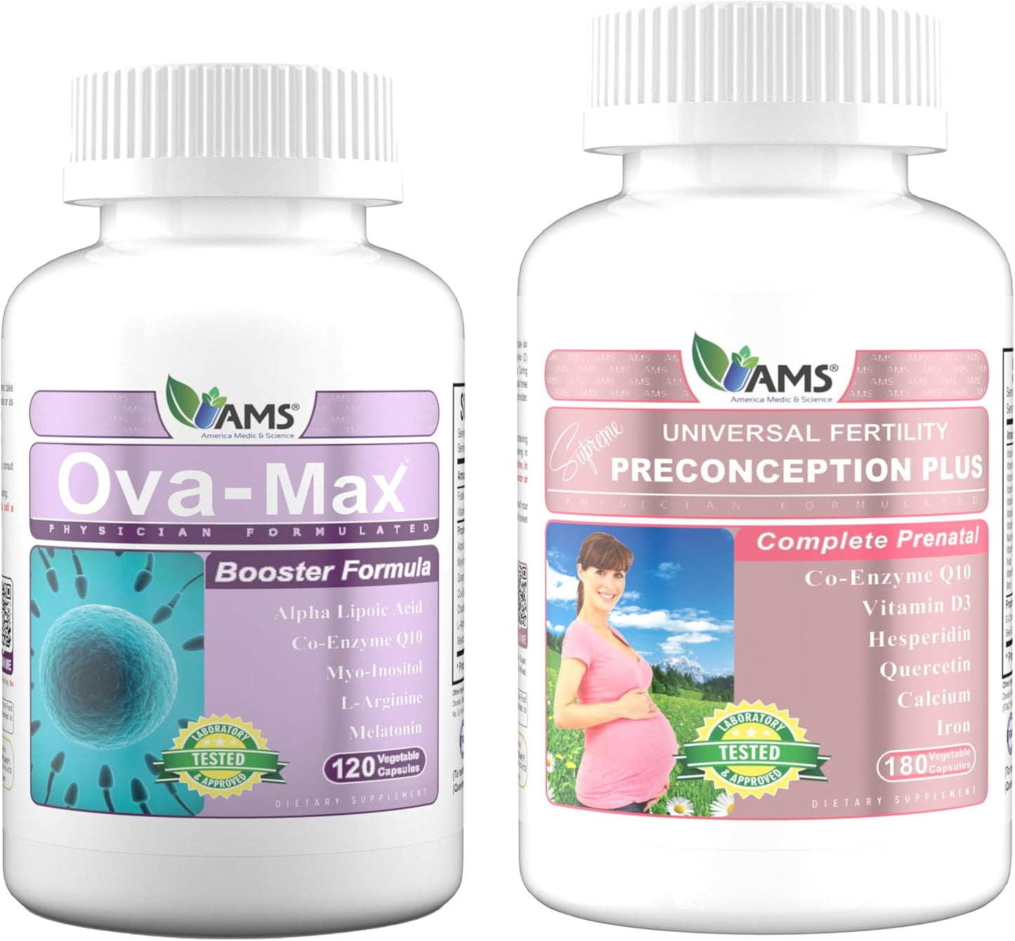 America Medic & Science OVA-Max Prenatal Vitamins & Preconception Plus Bundle - 300 Capsules