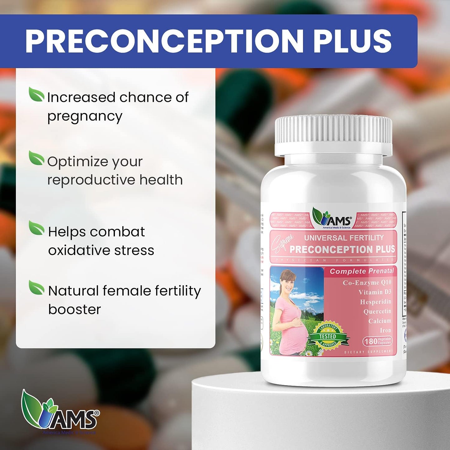 America Medic & Science OVA-Max Prenatal Vitamins & Preconception Plus Bundle - 300 Capsules