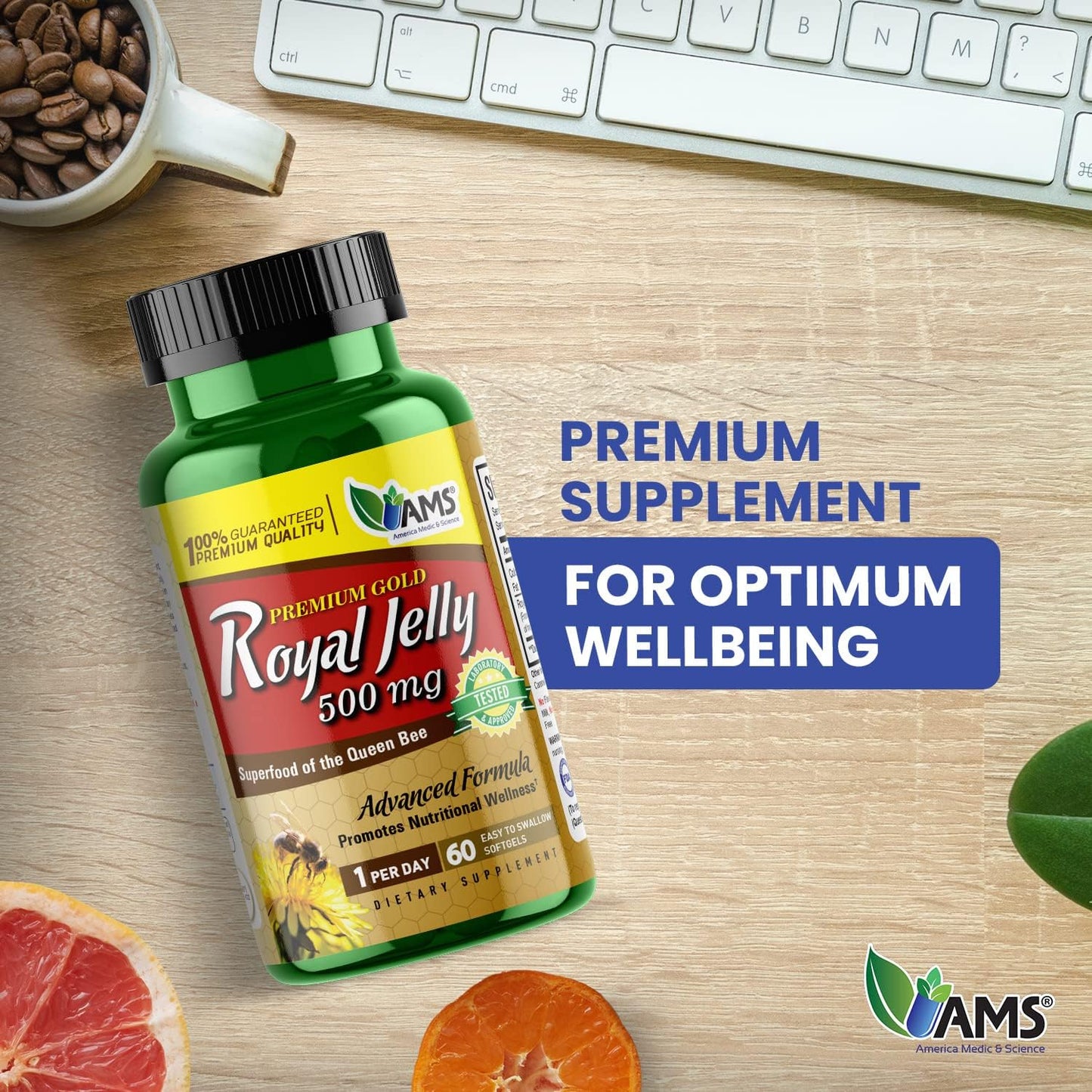 America Medic & Science Royal Jelly 500mg Softgels - Immunity & Fertility Support for Women - Skin, Liver, Heart, Brain Health - Queen Bee Superfood