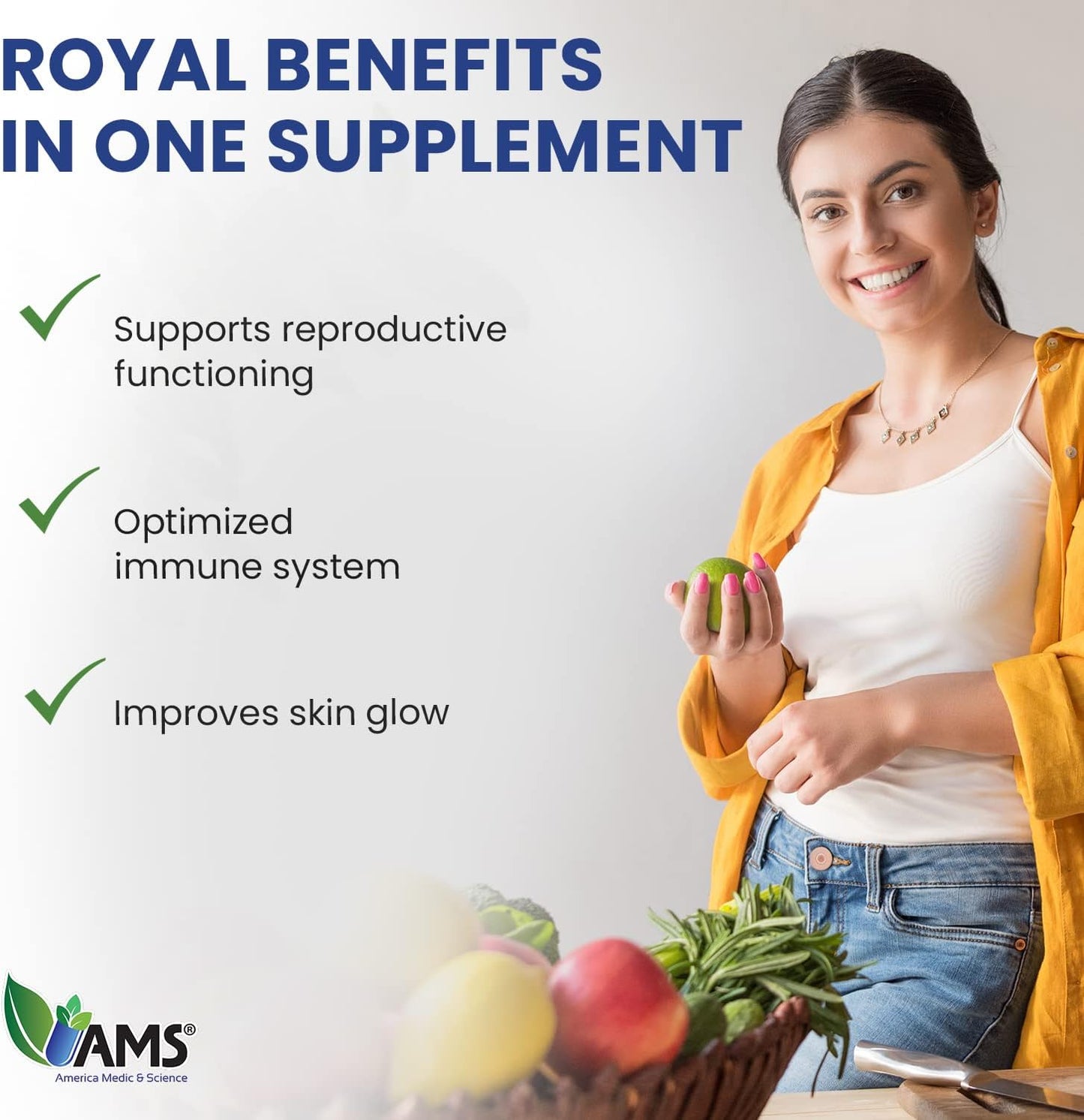 America Medic & Science Royal Jelly 500mg Softgels - Immunity & Fertility Support for Women - Skin, Liver, Heart, Brain Health - Queen Bee Superfood