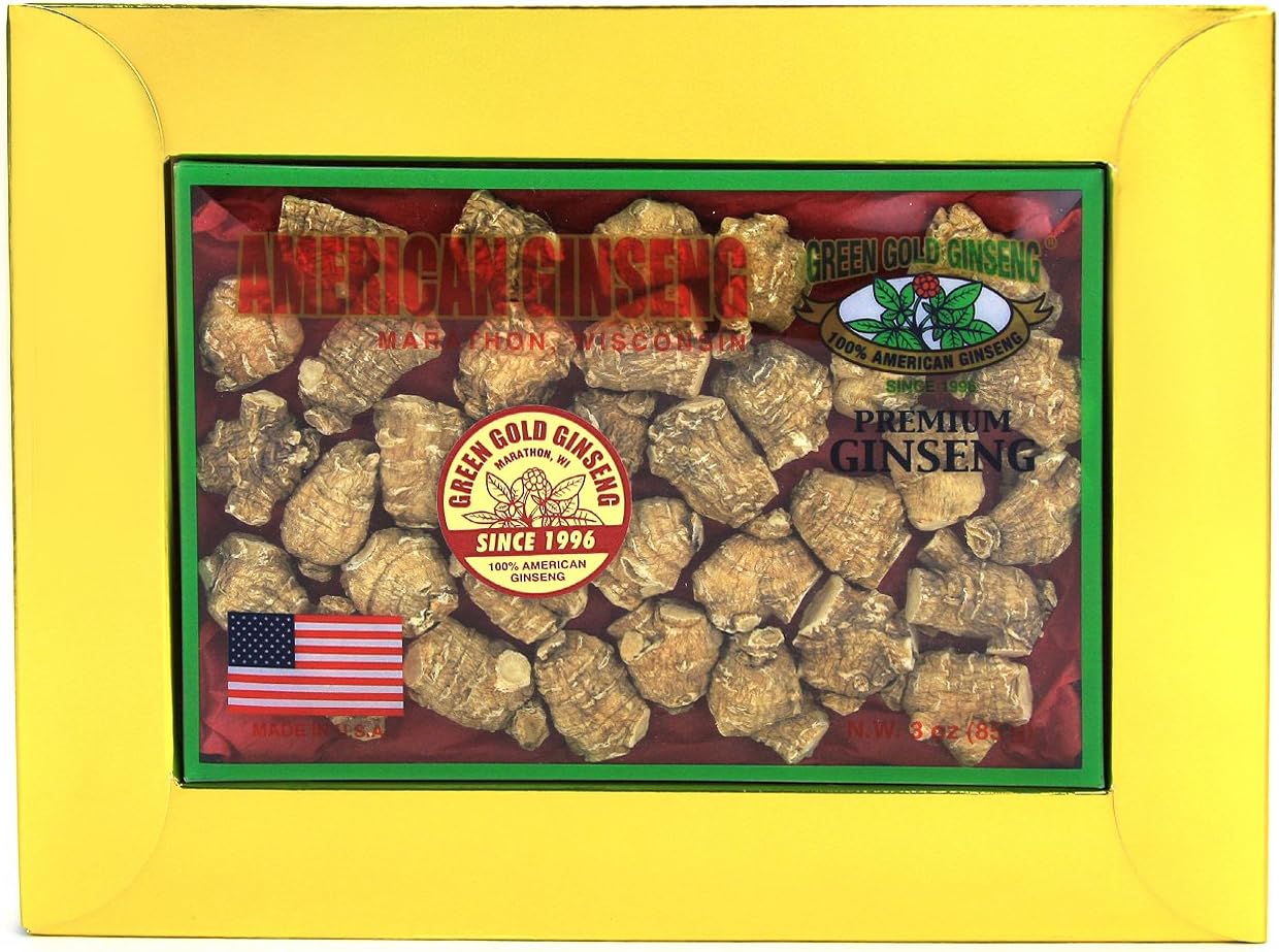 American Ginseng Roots from Marathon County, WI | Green Gold Ginseng | Medium-Small Bullet | 3oz Box | SKU PS 134-3