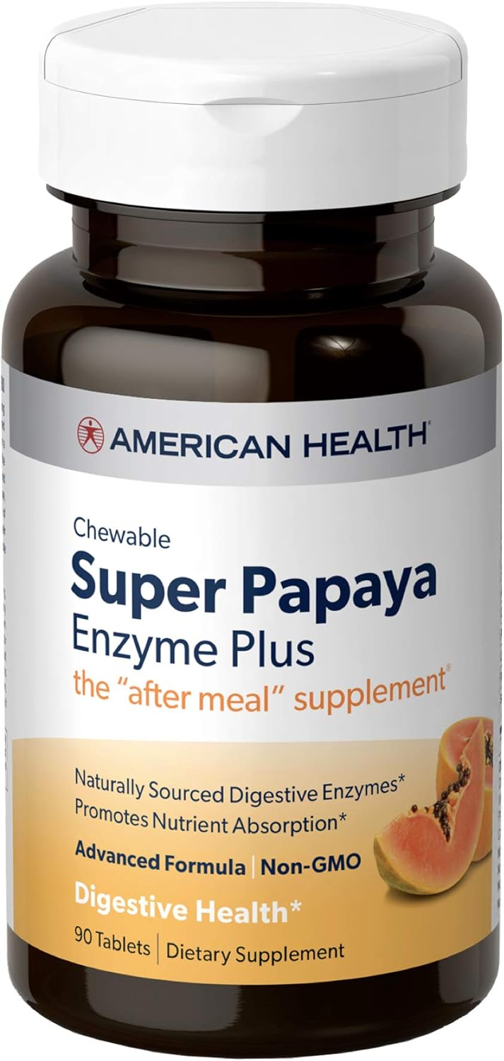 American Health Papaya Digestive Enzyme Chewables 600 Count & Enzyme Plus 90 Count - Digestive Support Supplements for Optimal Health