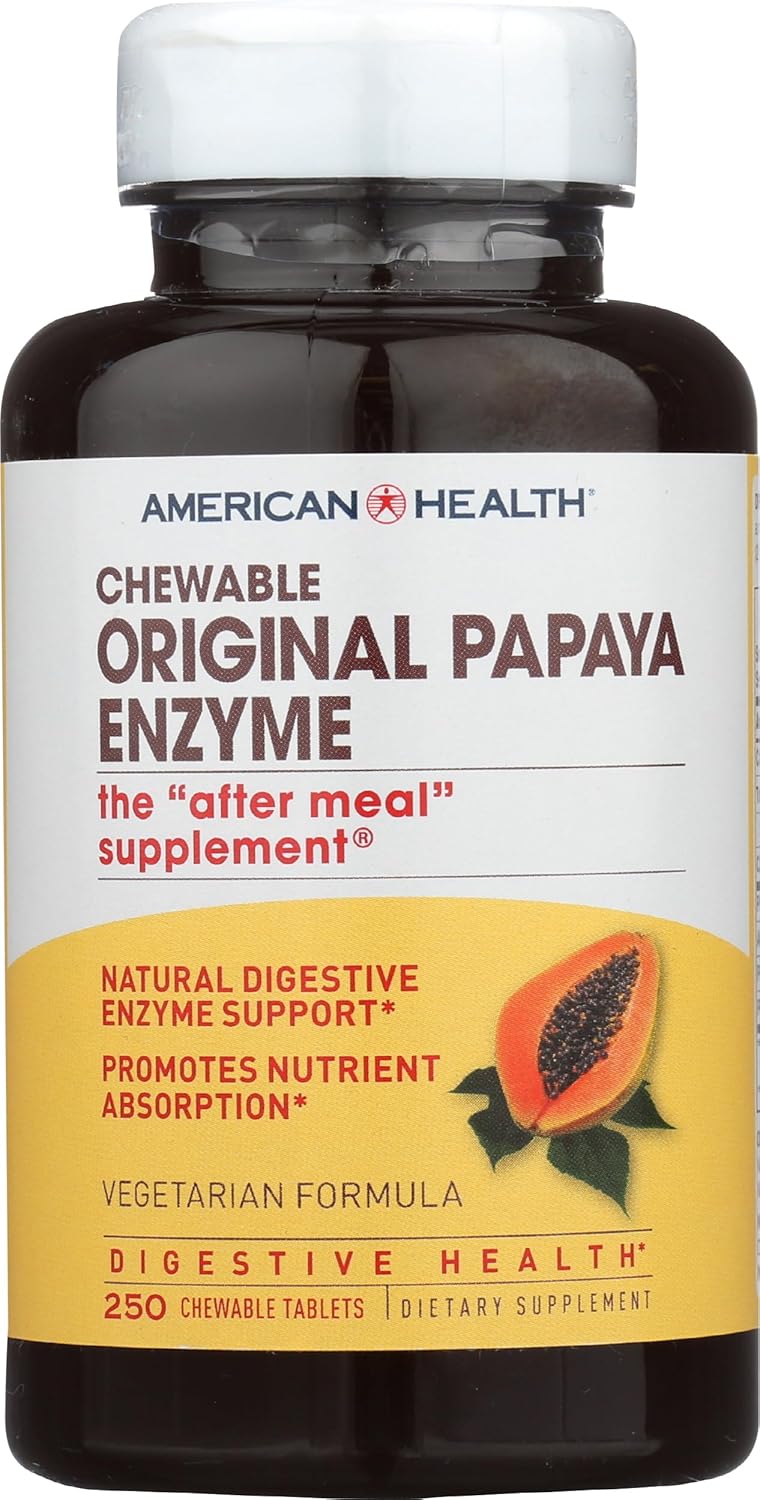 American Health Papaya Enzyme Plus Dietary Supplement, 250 Count Bottle