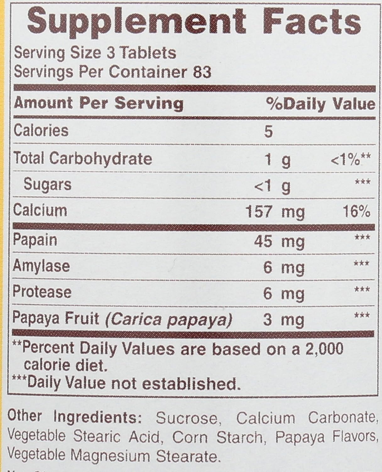 American Health Papaya Enzyme Plus Dietary Supplement, 250 Count Bottle