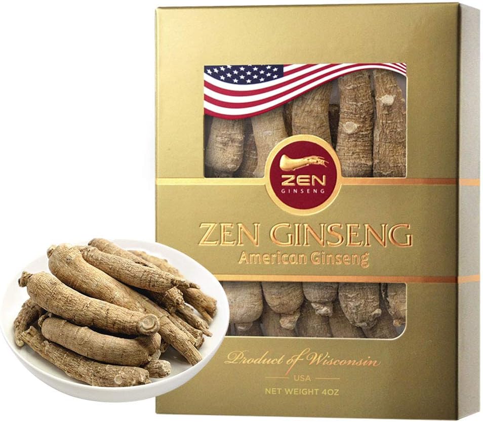 American Wisconsin Ginseng Super Long Jumbo Root 4oz - Boost Performance & Mental Health for Men & Women with Zen Ginseng