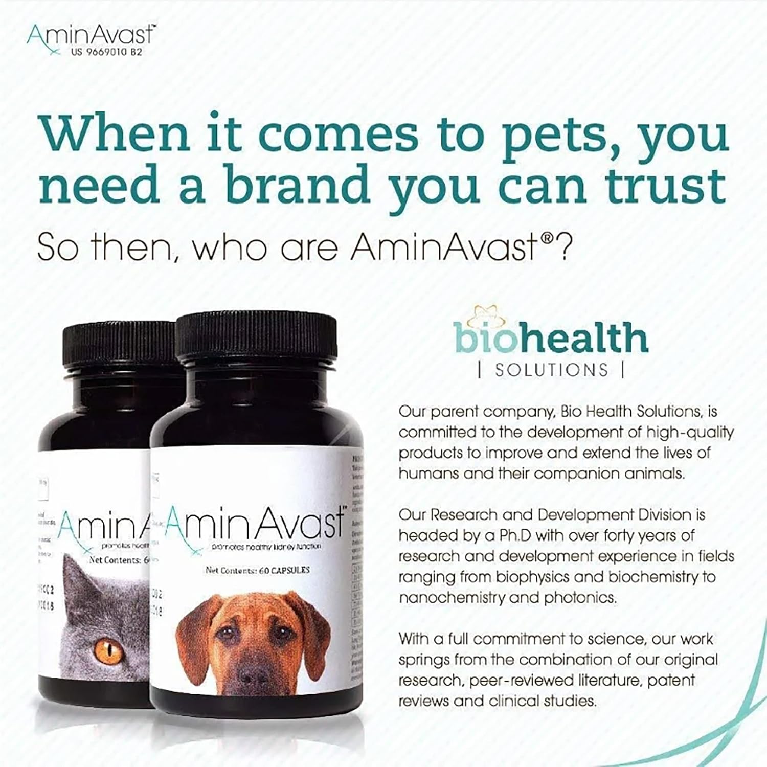 AminAvast Dog Kidney Supplement - Supports Aging Kidney Health - Promotes Natural Kidney Function - Pet-Friendly, 1000mg, 60 Capsules
