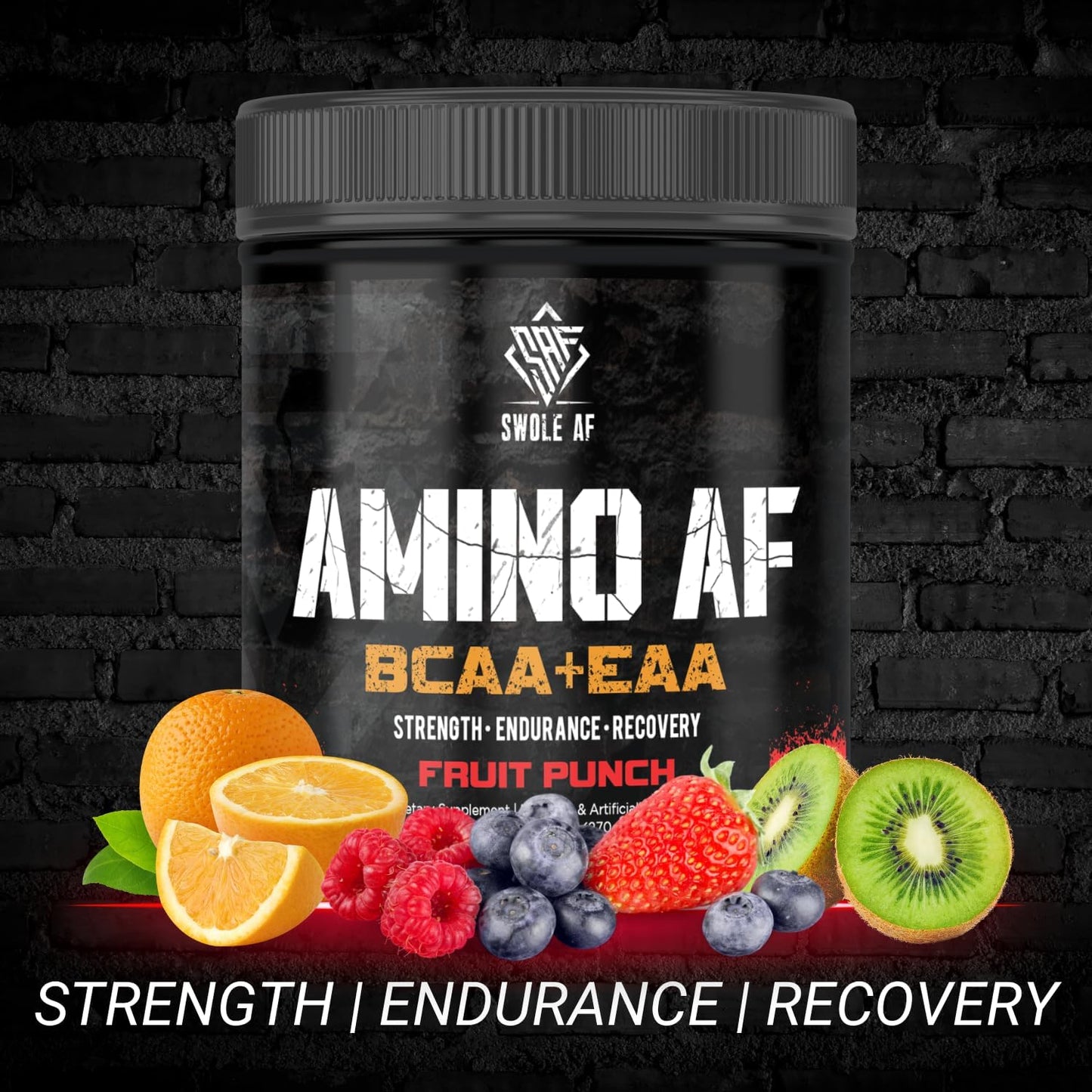 Amino AF BCAA + EAA Dietary Supplement for Muscle Gain, Endurance, and Recovery - Fruit Punch Flavor