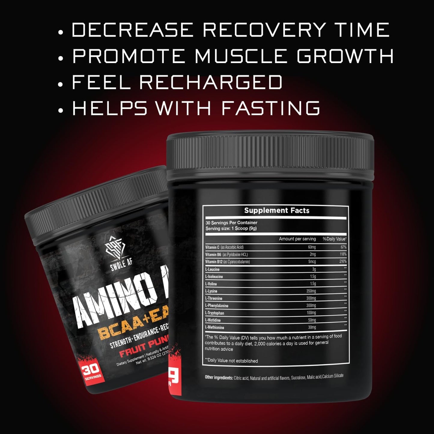 Amino AF BCAA + EAA Dietary Supplement for Muscle Gain, Endurance, and Recovery - Fruit Punch Flavor
